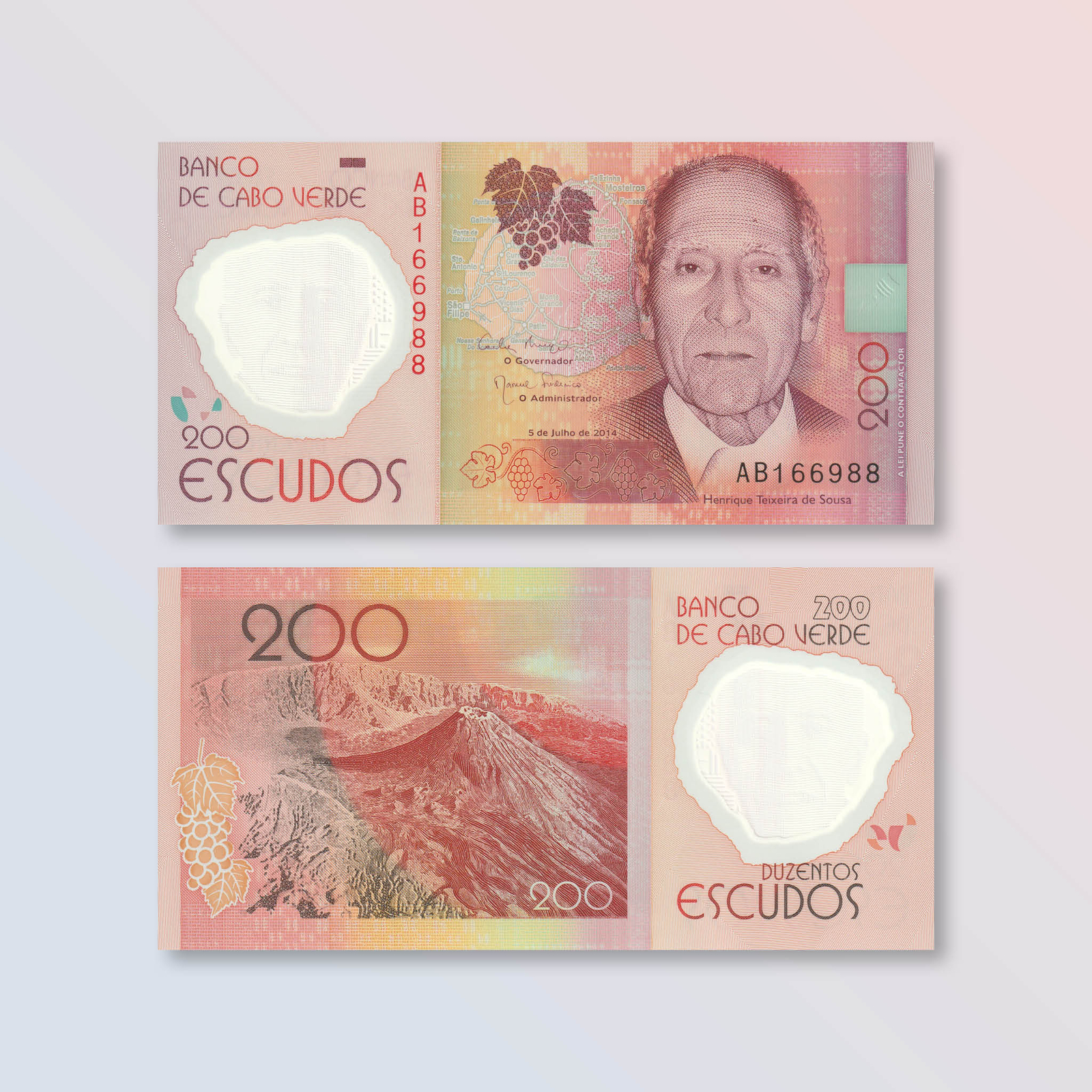 Cape Verde 200 Escudos, Polymer, 2014, B217a, P71, UNC