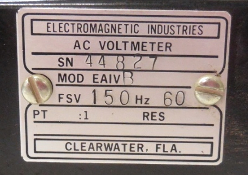 SQUARE D/ELCTROMAGNETIC IND. INC AC VOLTMETER EAIVB, 60 Hz, RANGE 0-600, FSV 150