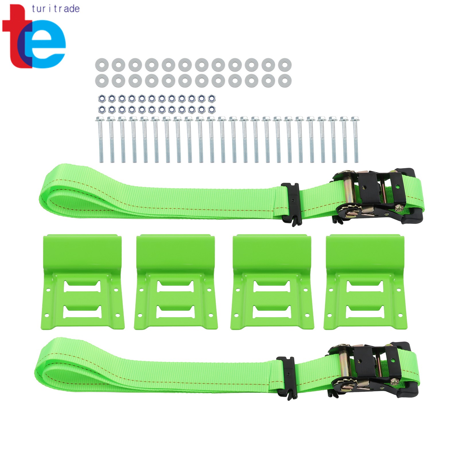 Heavy Duty Wheel Chock Tie Down Straps Set 2" x 6' Trailer Tire Straps