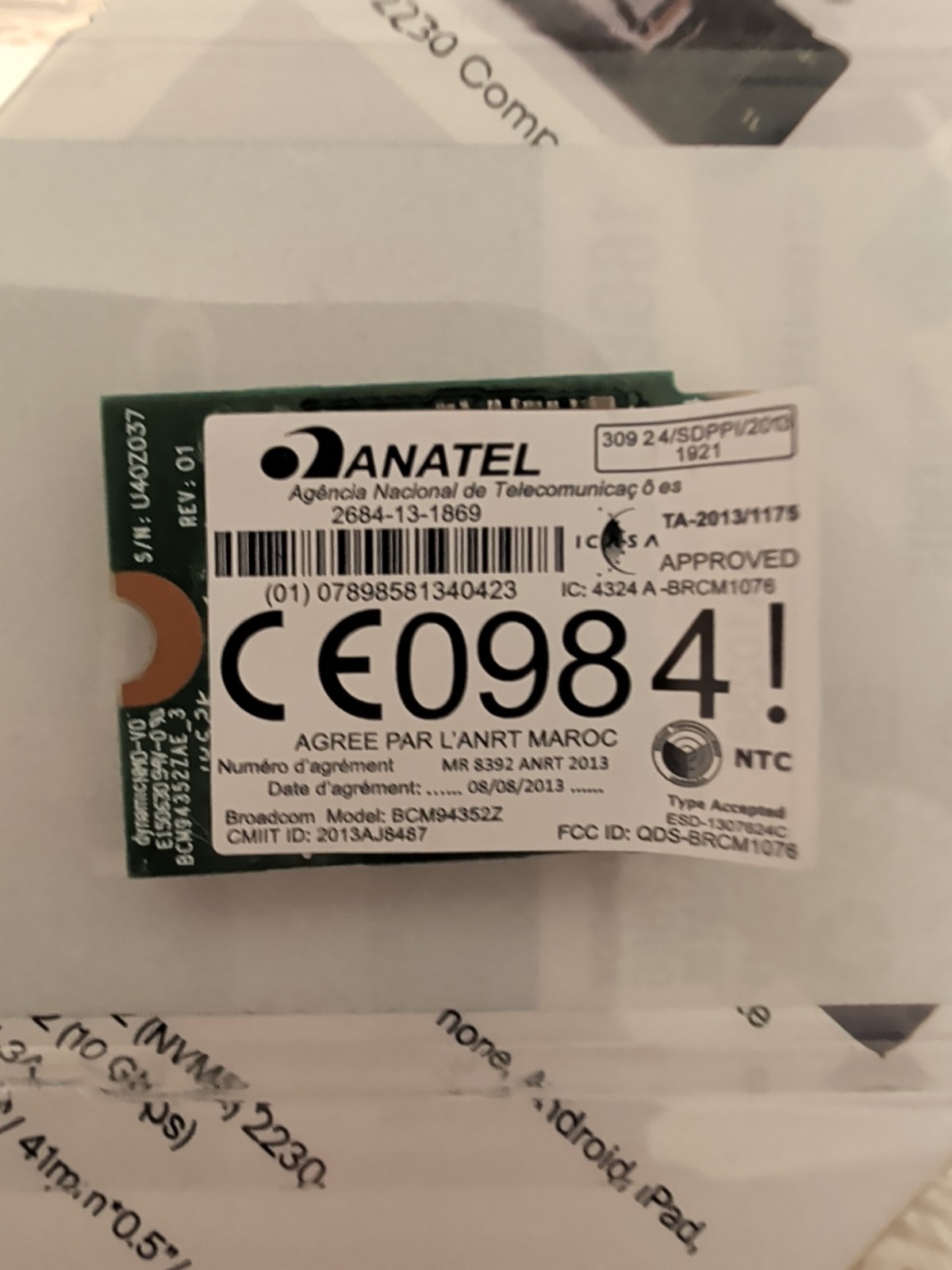 Broadcom BCM94352Z Dell DW1560 802.11 AC 867 Mbps Bluetooth 4.0 WIFI WLAN Card