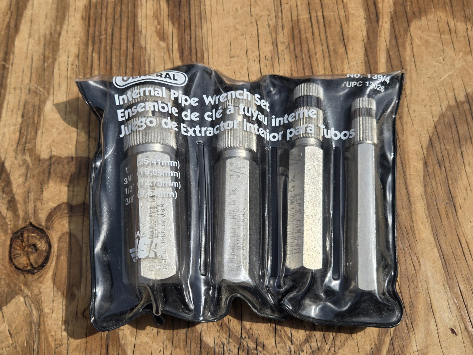 General Tools Internal Pipe Wrench Set 4pc. Steel 1", 3/4", 1/2", 3/8" 139/4 USA