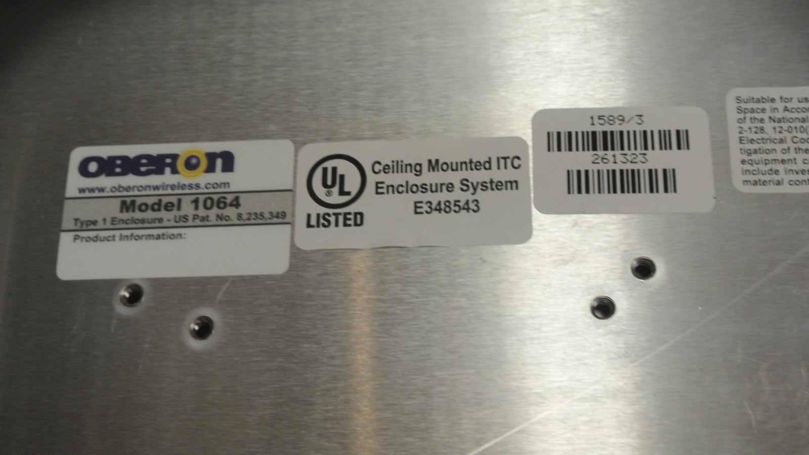 Oberon Suspension Ceiling Mount 1064 for Cisco Wi-Fi Access point w/Bracket