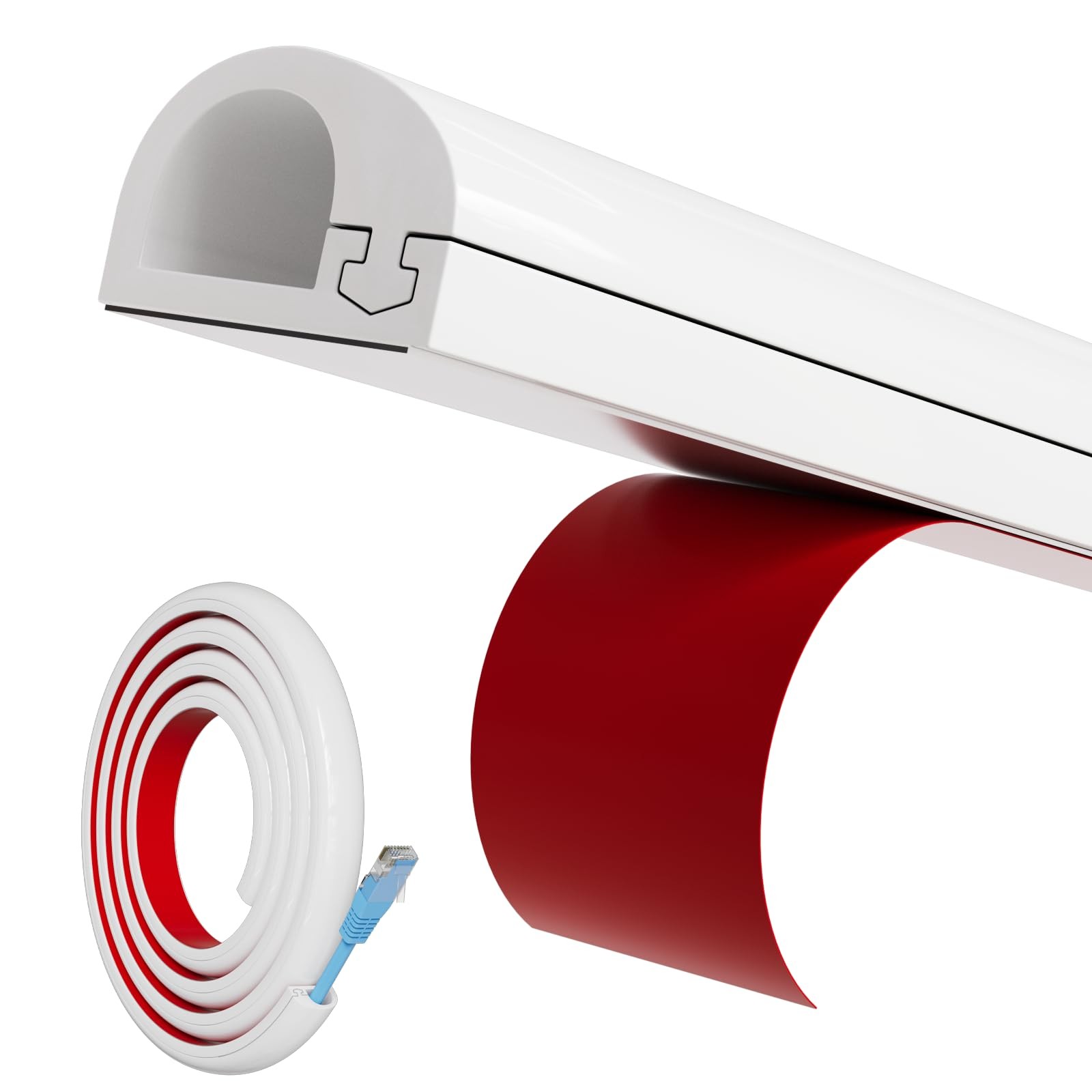 39" Side Open One Cord Hider ( 1/4") for Wall Mounted Small-39", White