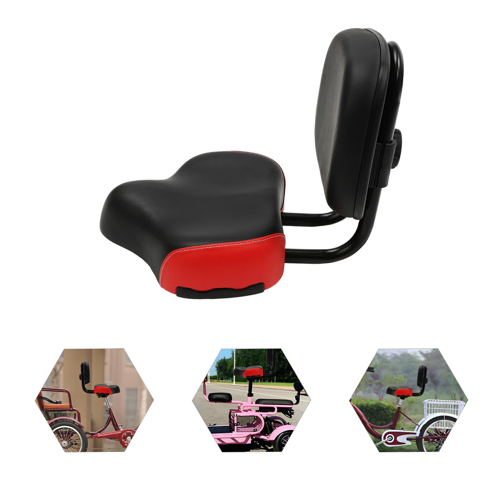 Bike Seat with Backrest Saddle, Bicycle Tricycle Wider Seat Cushion Replacement