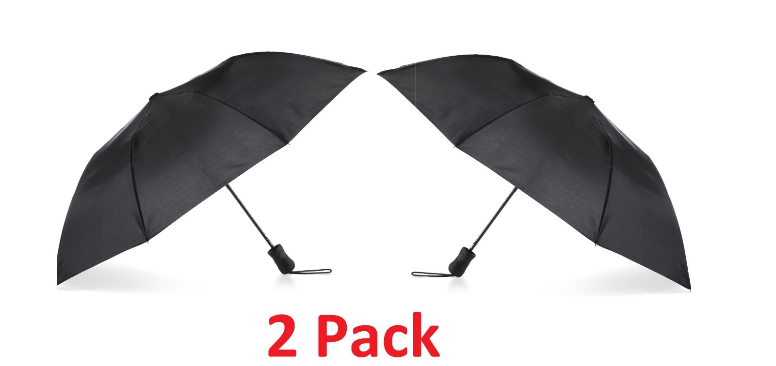 ( 2 PACK ) Totes - Black - Auto Open Umbrella With NeverWet - Recycled Fabric