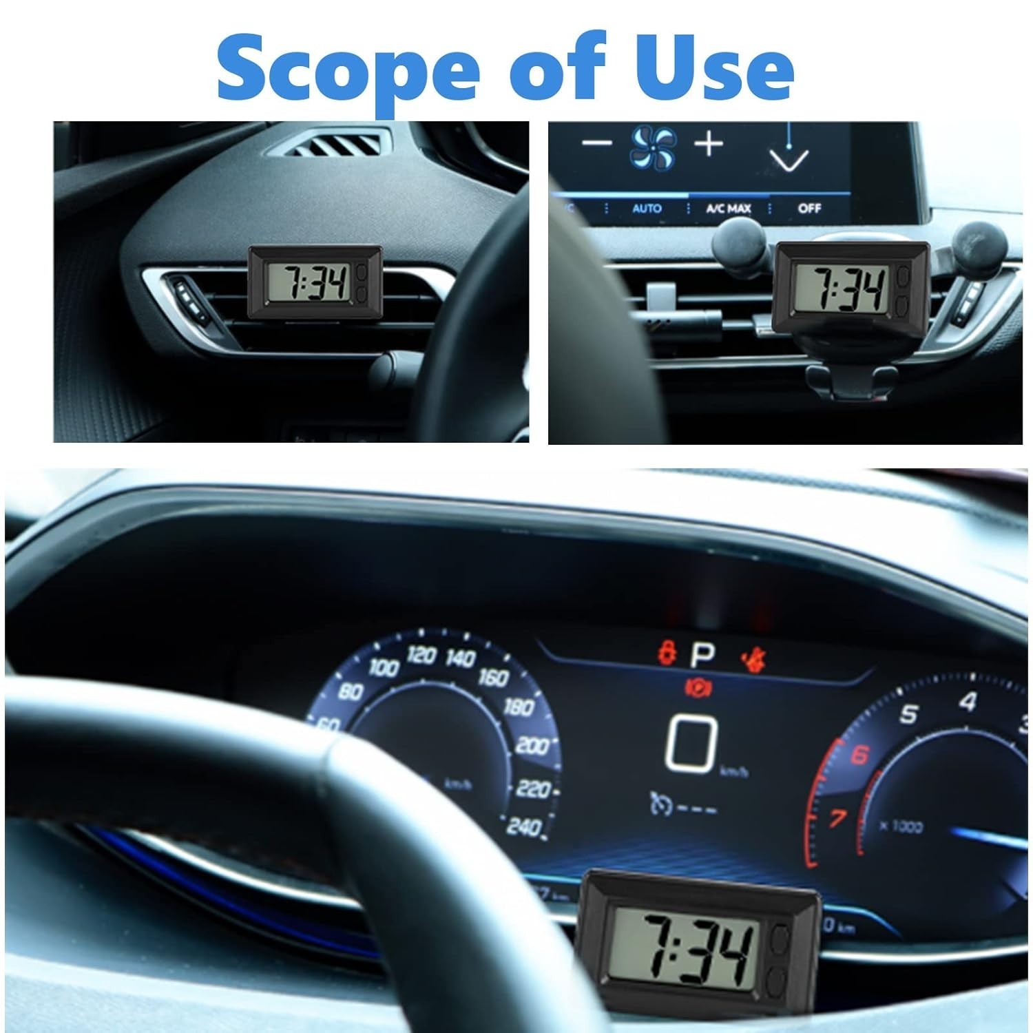 Ultra Thin Digital Clock, Self Adhesive LCD Digital Electronic Clock with Cal...