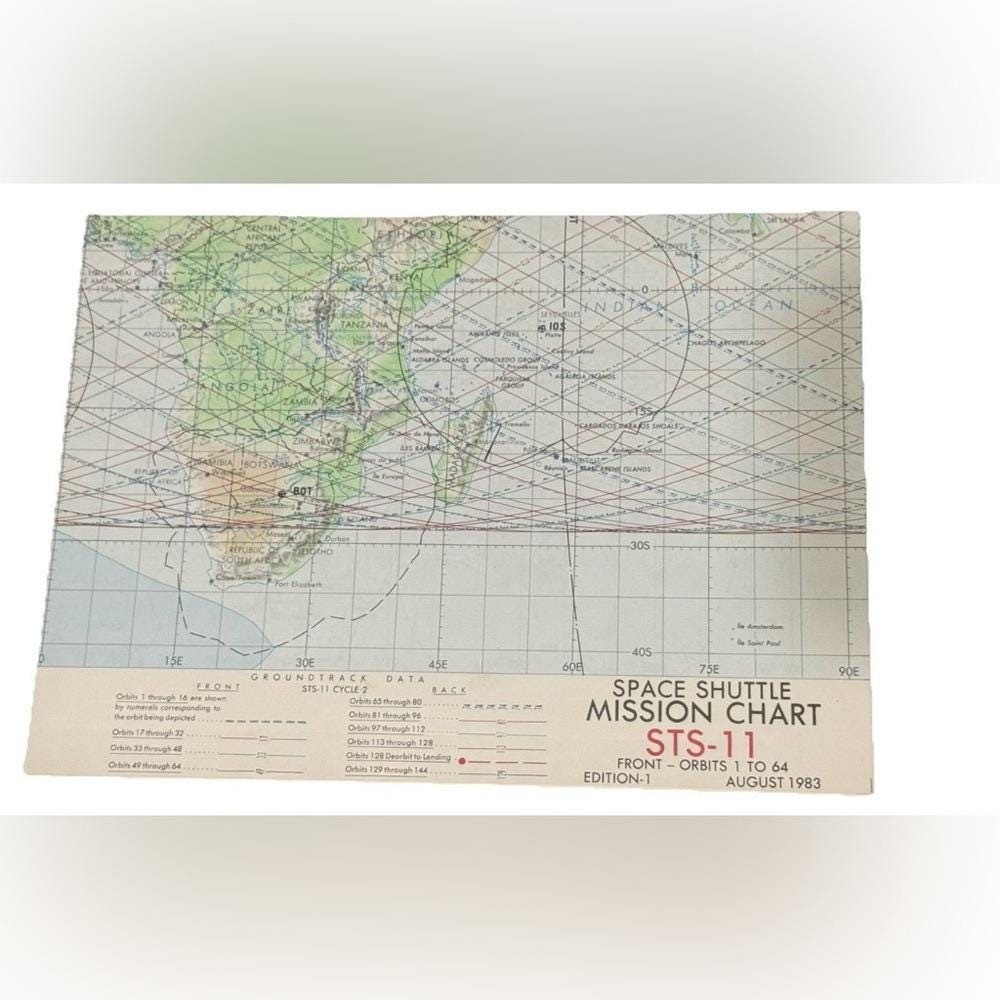 STS-11 Mission Chart Nasa Space Shuttle Mission Chart Orbit 1-144