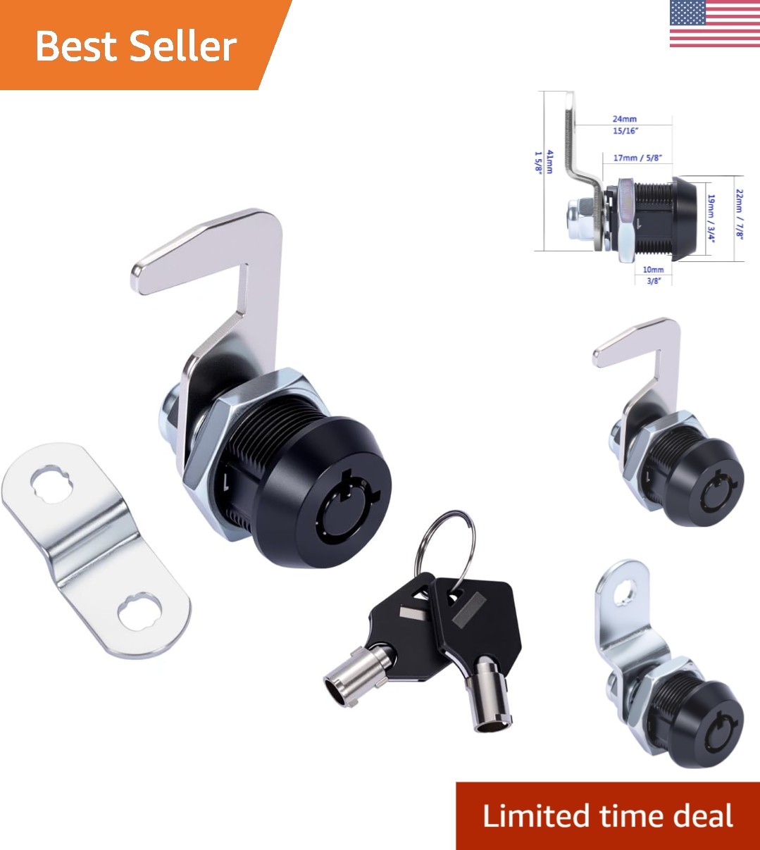 Durable Zinc Tubular Cam Lock 5/8 Inch Keyed Alike for Toolboxes & Cabinets