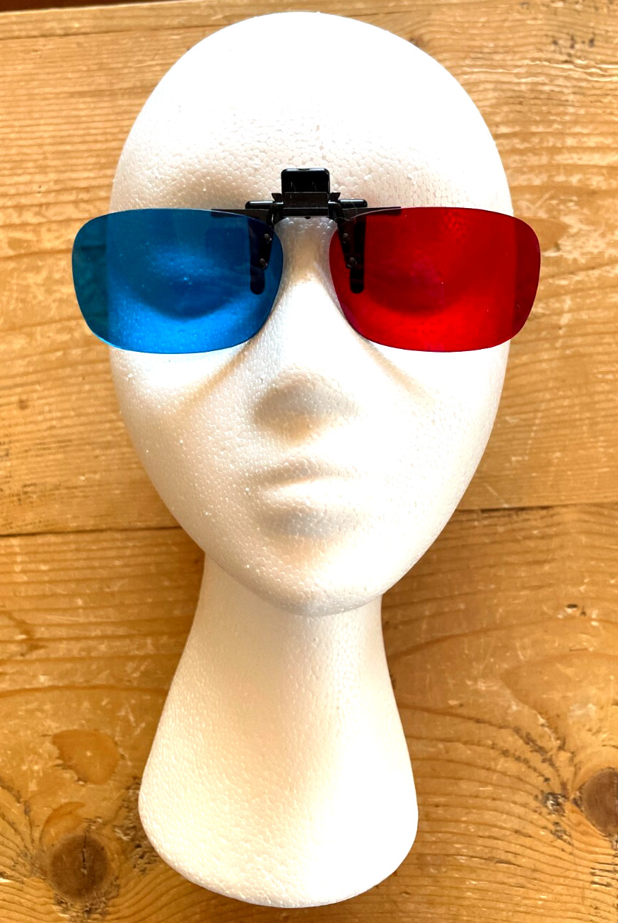 3-D Clipon GLASSES VINTAGE 1990’S 3-D VISION FOR 3-D MOVIES or 3-D BOOKS