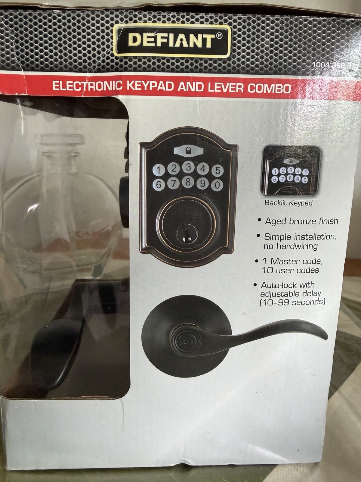 Defiant Electronic Keyless Entry Door Lock Set Backlit Auto-Lock Aged Bronze