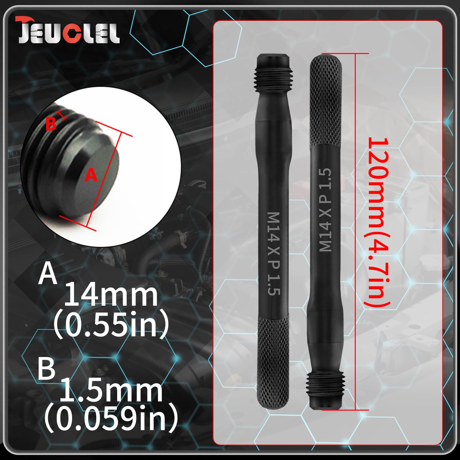 2PCS M14x1.5 Wheel Hanger Alignment Pin Guide Tool, Rim Stud Pilot Pin, Guide St