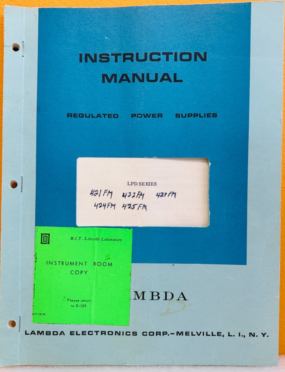 Lambda IM-LPD400 LPD Series Regulated Power Supplies Instruction Manual.
