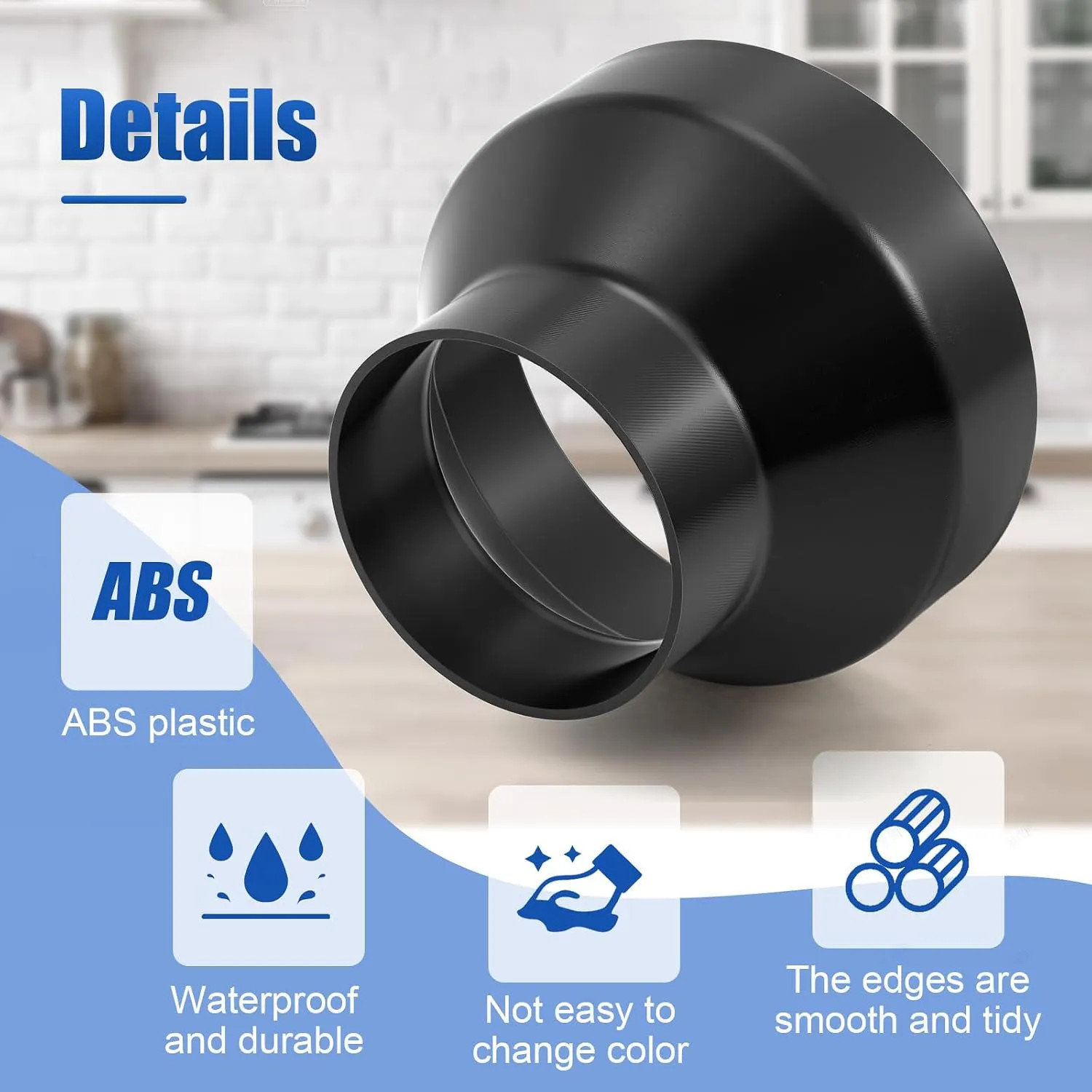 6 To 4 Inch Duct Reducer Increaser ABS Adapter For HVAC Ventilation System 2...