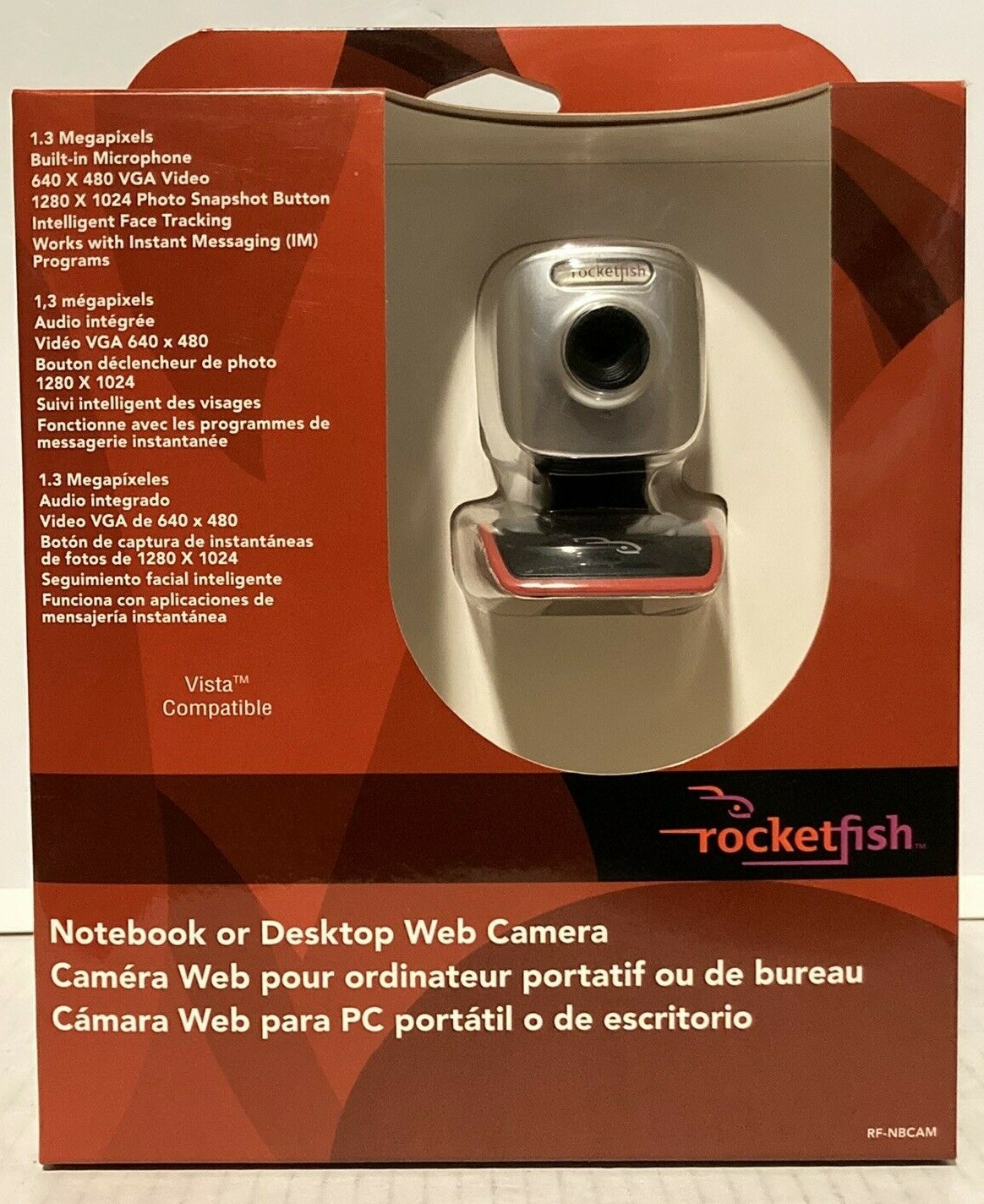 Rocketfish Notebook or Desktop Web Camera RF-NBCAM Intelligent Face Tracking NIB