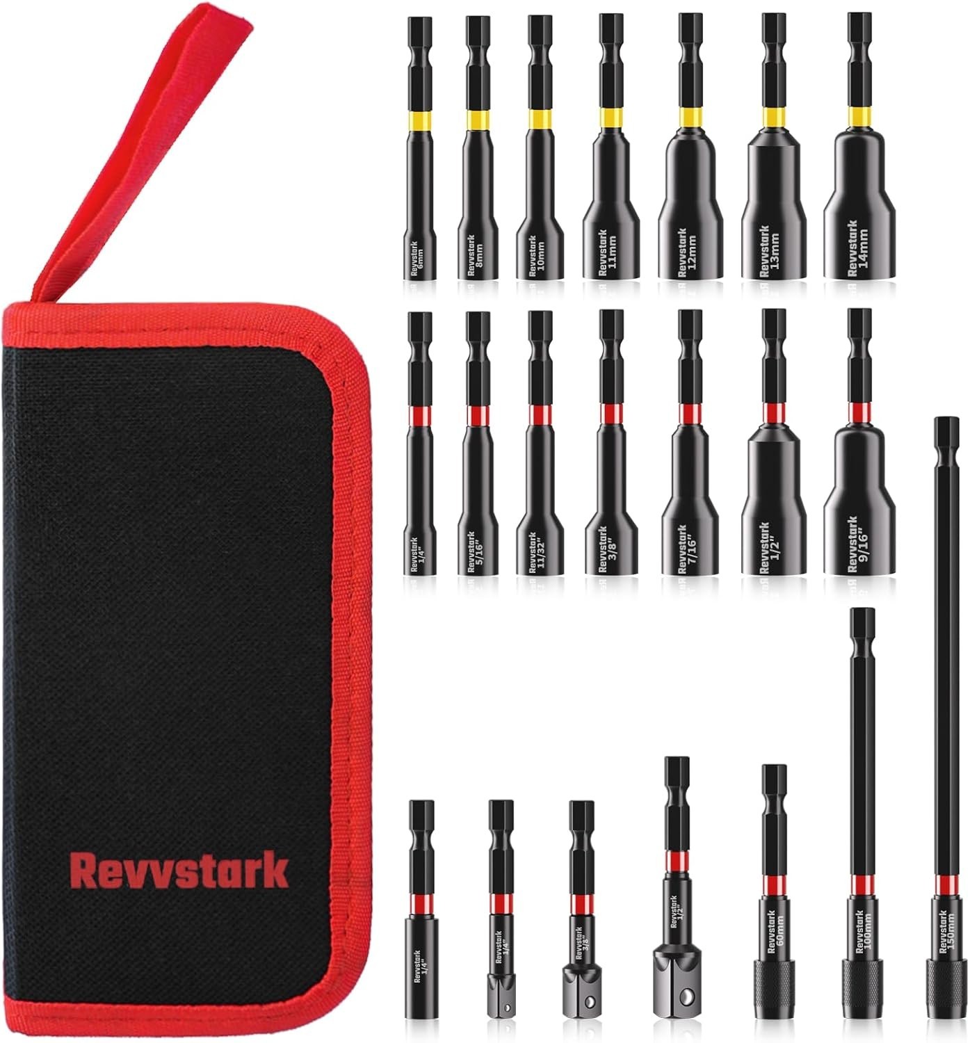 21PCS Magnetic Nut Driver Set for Impact Drill, Driver Bit Set 1/4", Metric