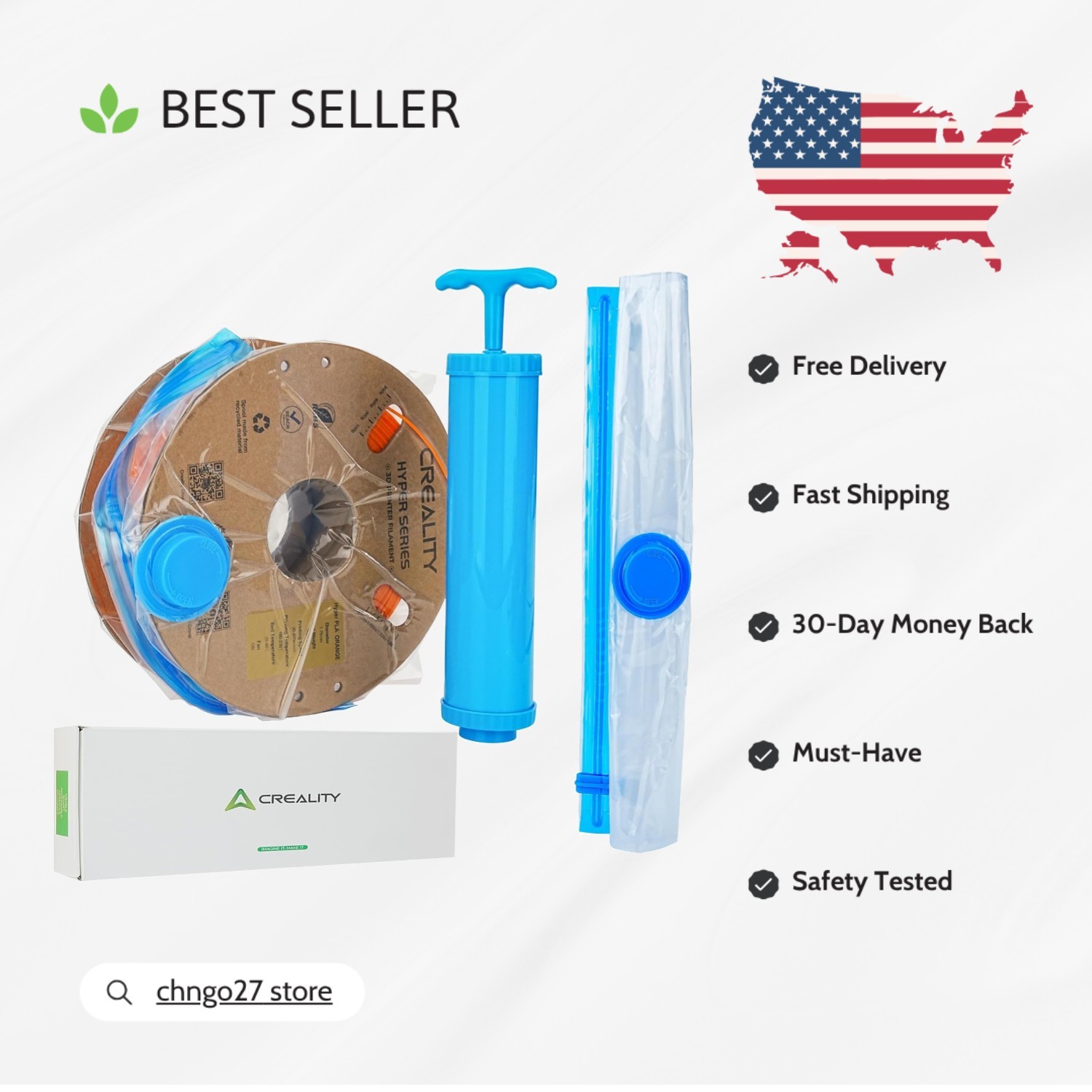 Durable 10-Pack 3D Printer Filament Bags with Hand Pump - Eco-Friendly Solution