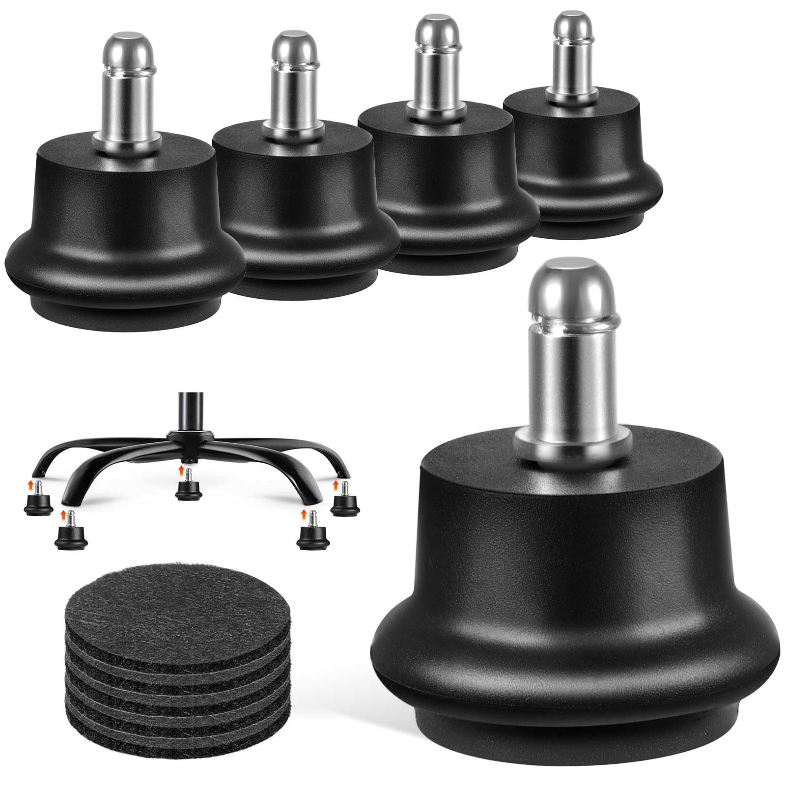 Bell Glides Replacement Office Chair or Stool Swivel Caster Wheels to black
