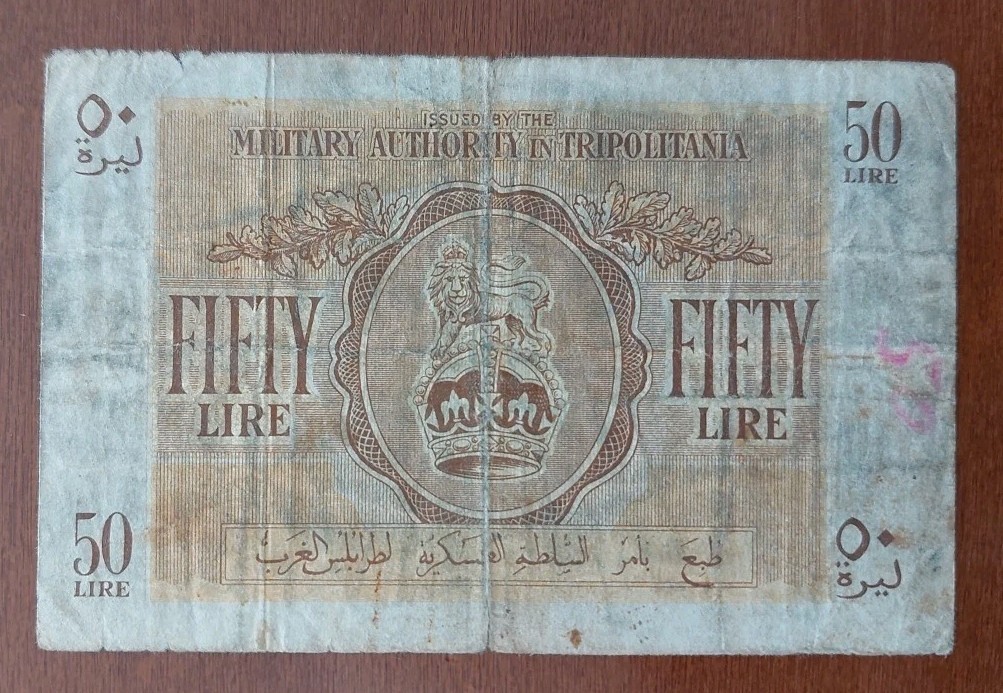 1943 Libya Tripolitania 50 Lire English Occupation