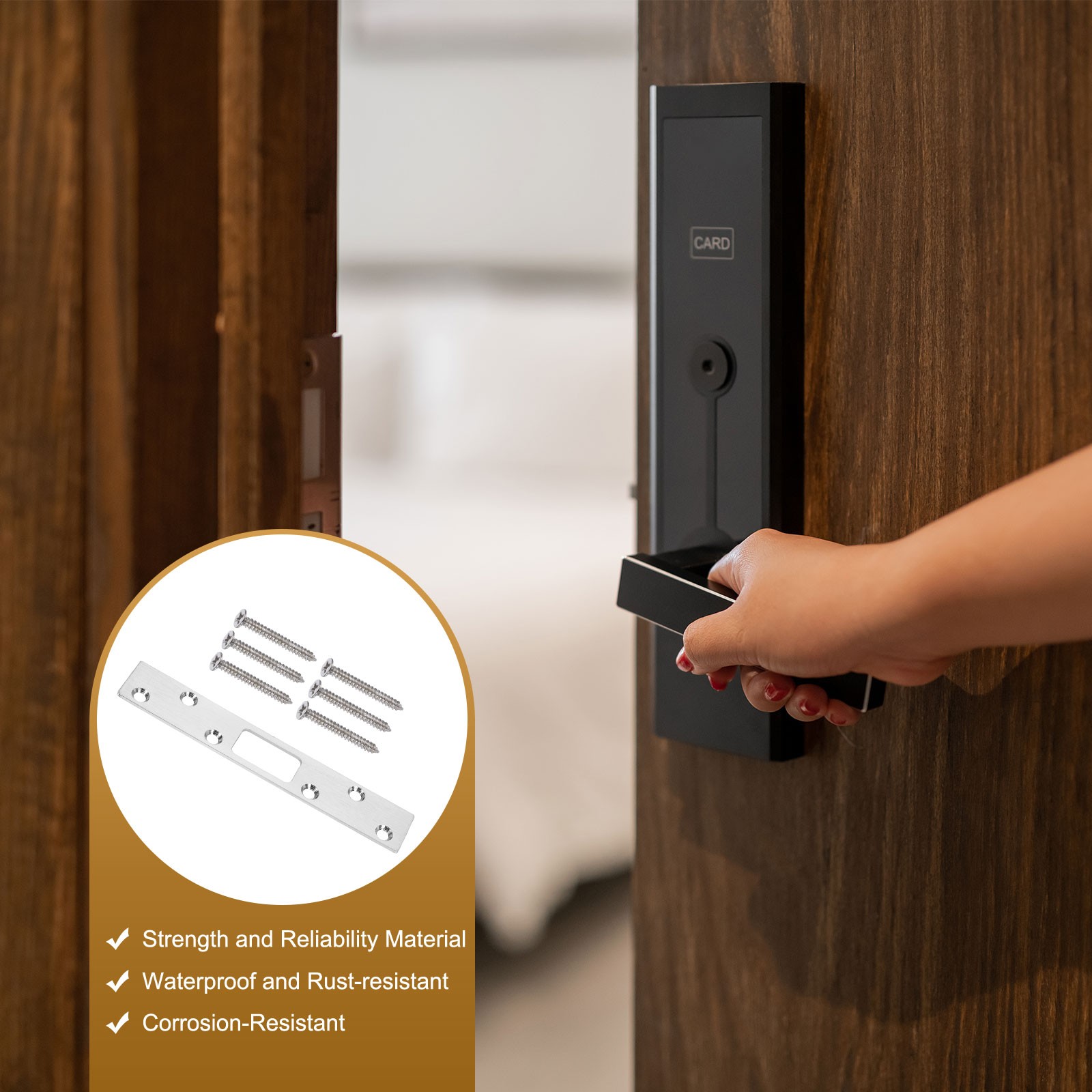 Door Strike Plate, 6 Inch Security Latch Strike (Silver)