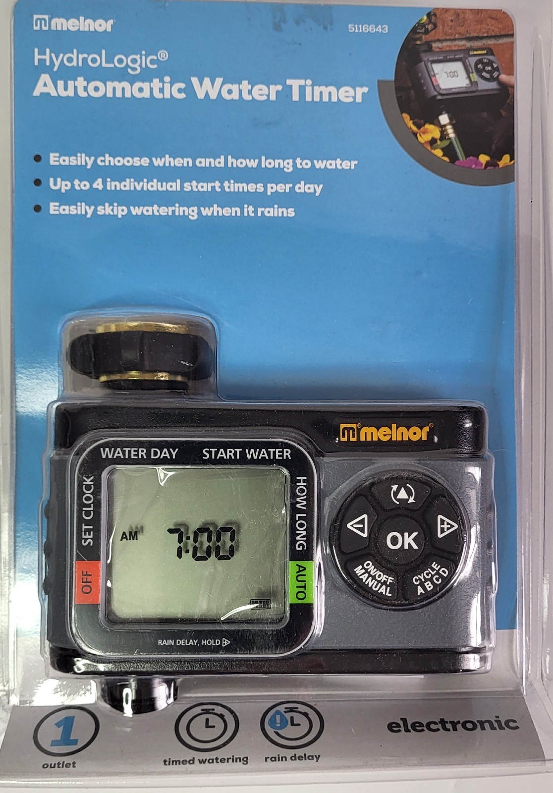Melnor HydroLogic Automatic Water Timer 1- Zone Outlet - 4 Start Times - 5116643