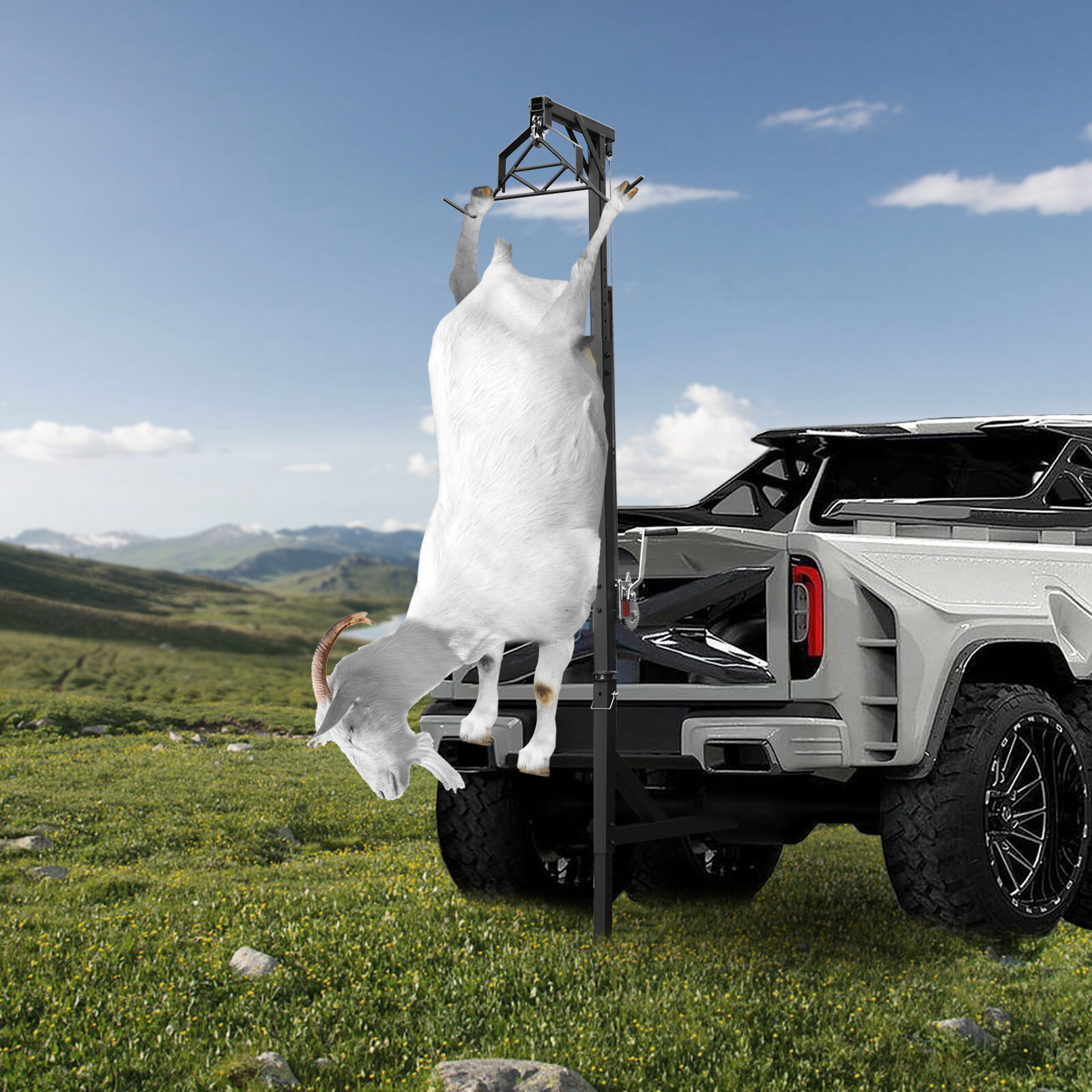272kg/600lbs Truck Deer Hoist Game Lifting Hoist Vehicle Mounted Manual Crane