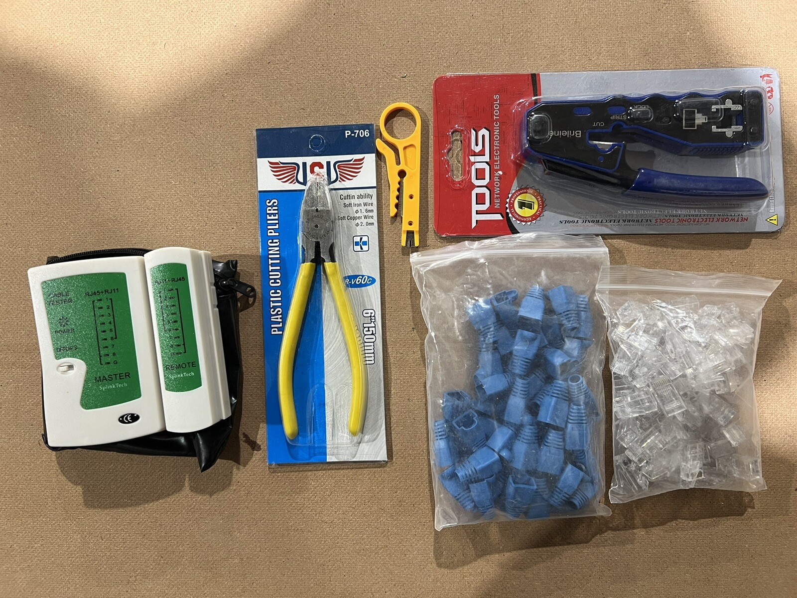 NEW RJ45 Pass Through Networking Crimp Tool Kit Cat5 Cat6 Network Crimping - AB5