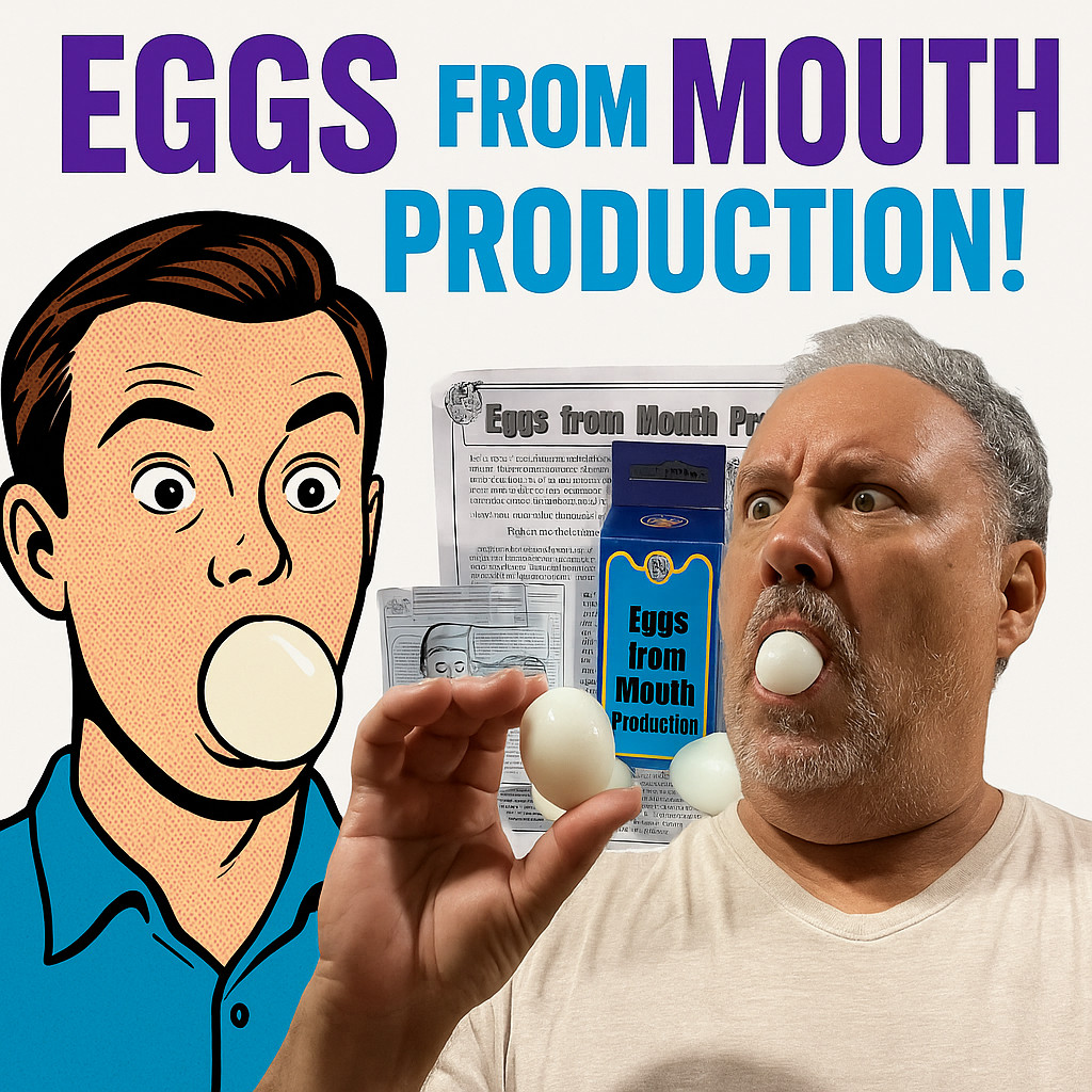 EGGS FROM MOUTH PRODUCTION Out of Magic Trick Appearing Solid Comedy Set Plastic
