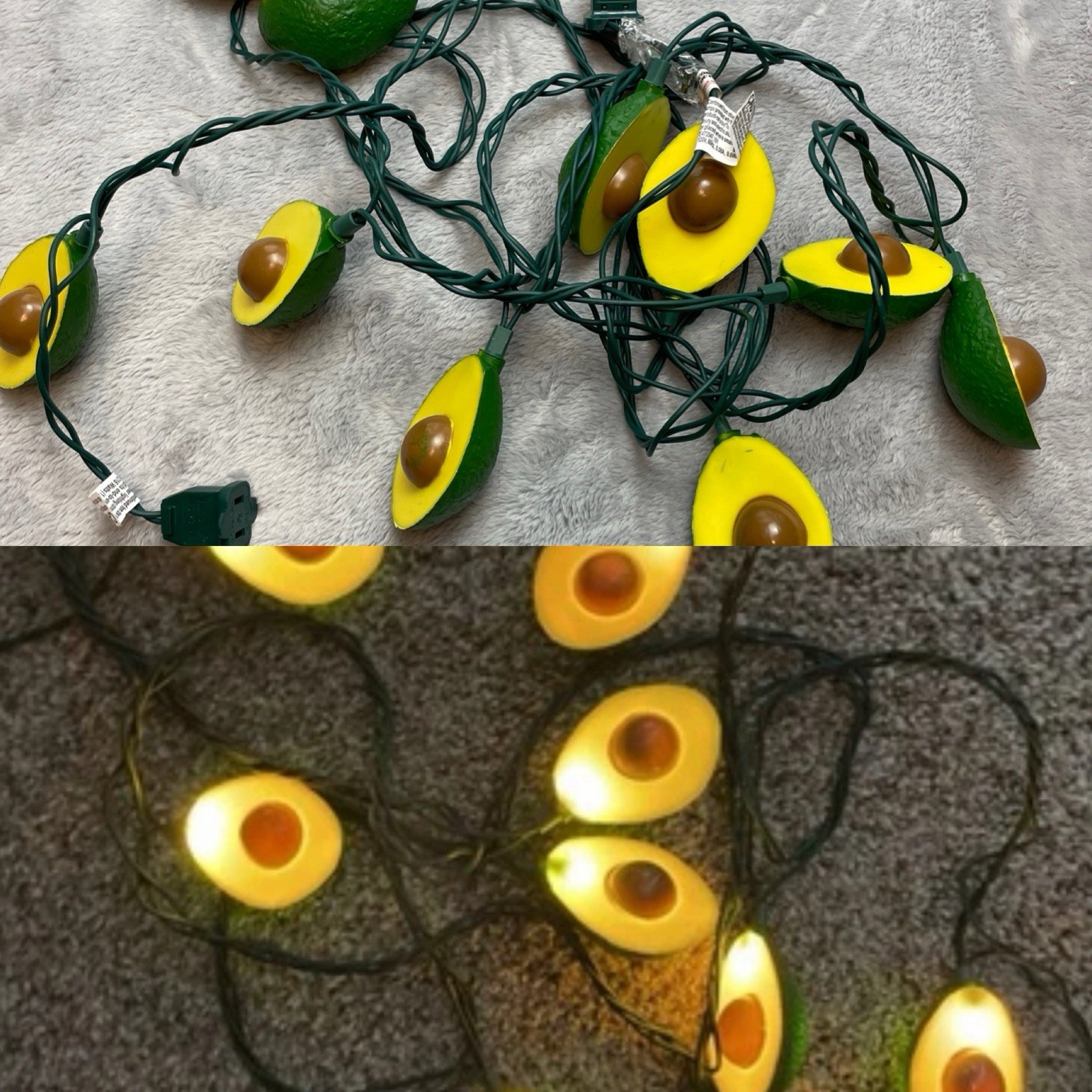 Avocado String Lights One Strand 10 Lights Green Yellow Foodie 147"/12.25 Feet
