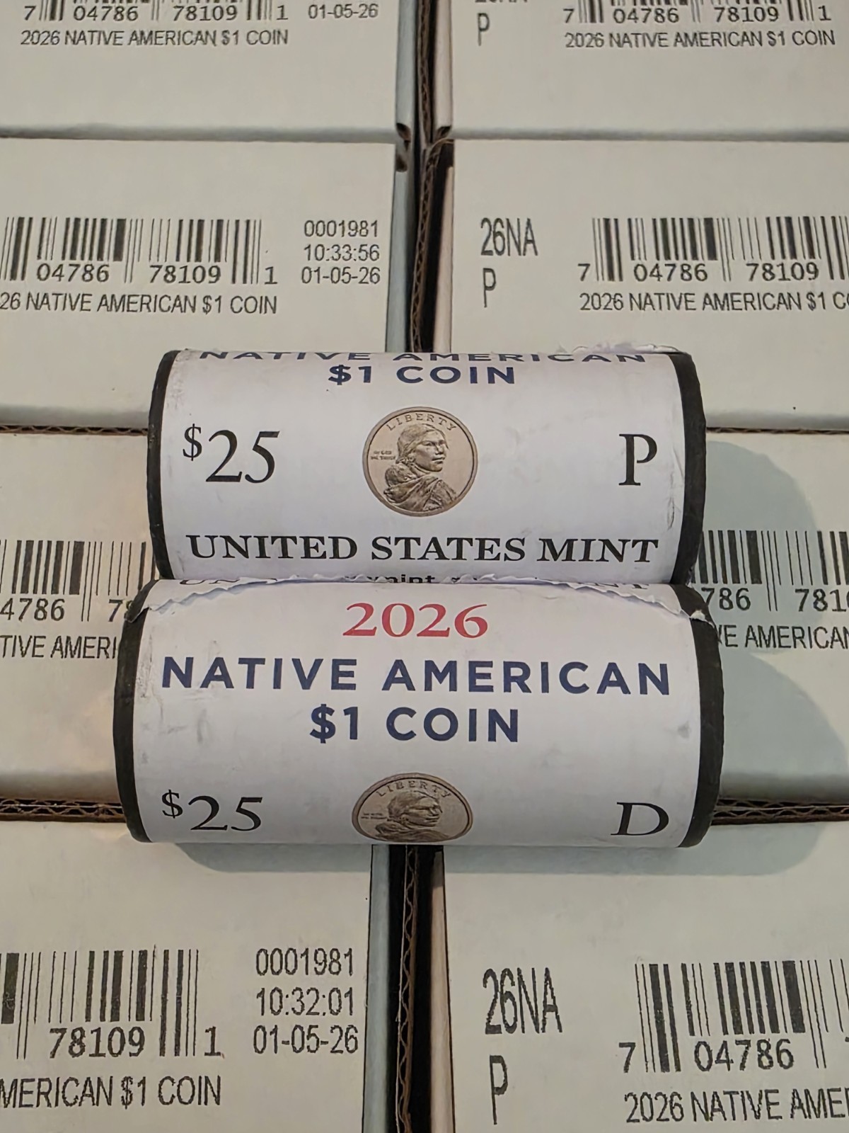 2026 P D Sacagawea Dollar Uncirculated US Mint roll 26NB Native American $1 Coin