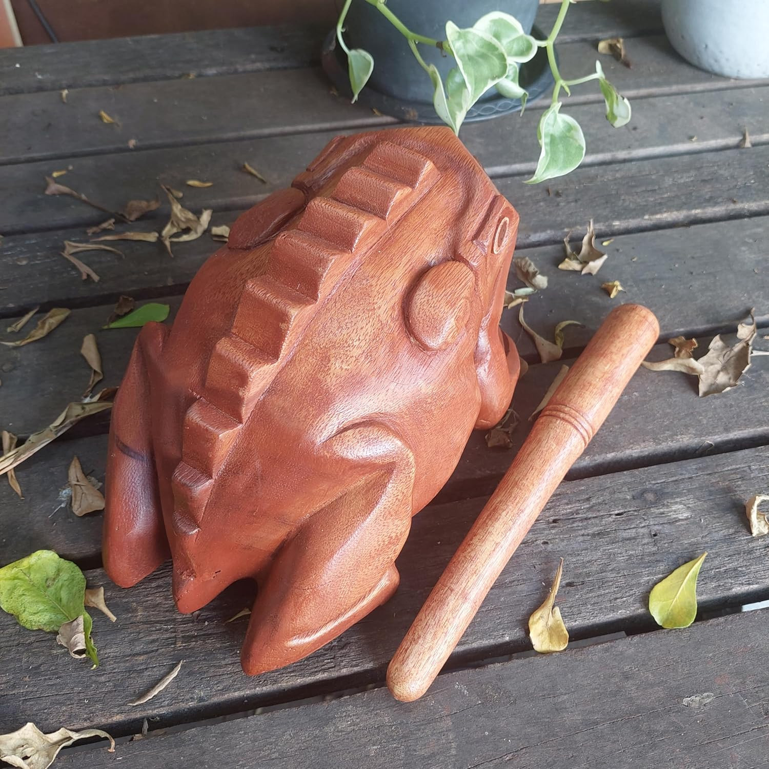 Extra Large 9" Wood Frog Guiro Rasp Percussion Instrument Tone Block Wooden Good