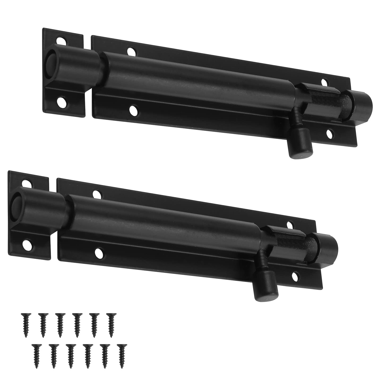 Bivethoi 2 PCS 4 Inch Barrel Bolt Latch Black Slide Lock