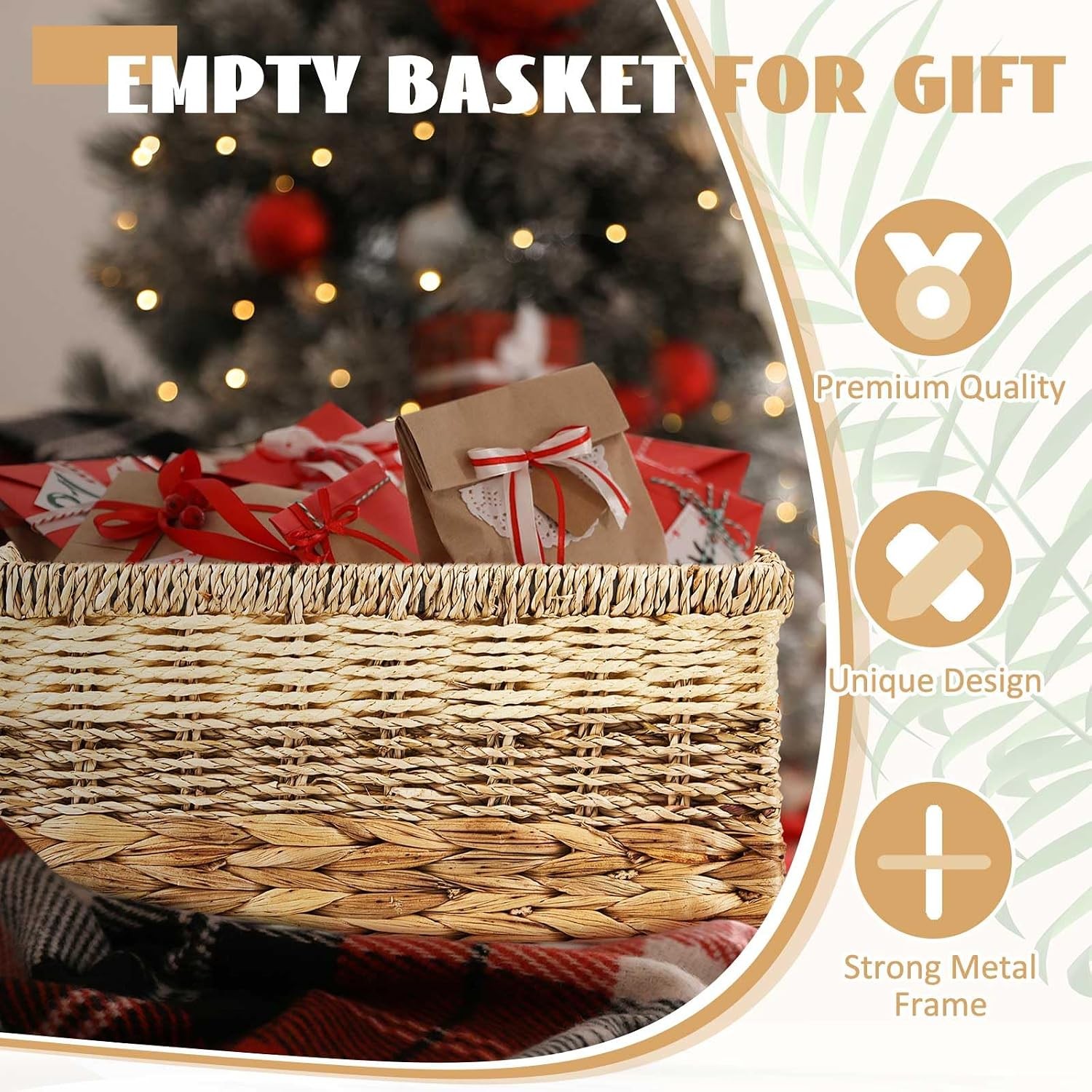 4 Pack Wicker Storage Basket for Organizing, Woven Baskets with Handles for