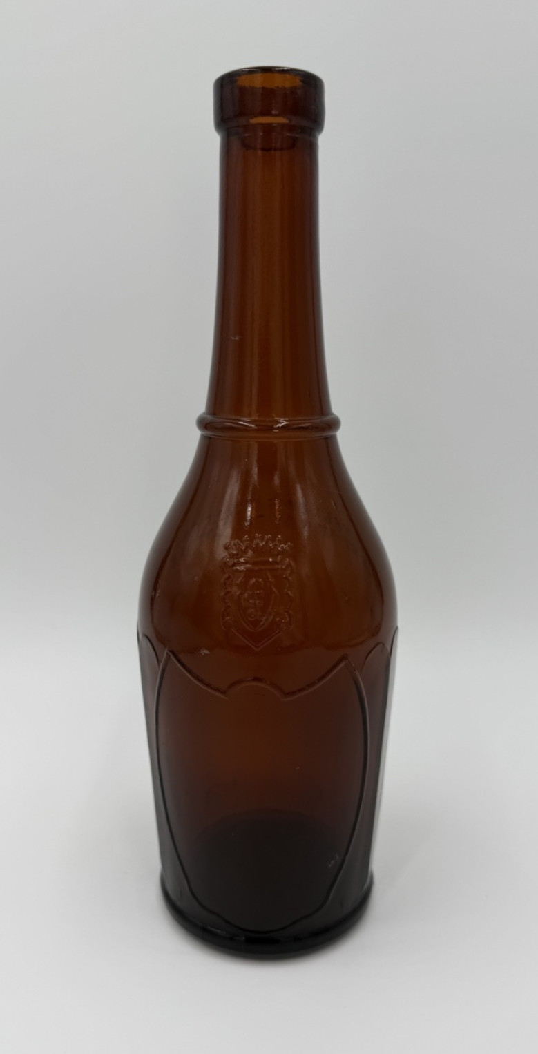 Prohibition-Era Amber Bottle: "Prohibits Sale or Re-Use" 9-1/4" High