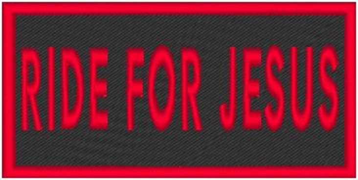 RIDE FOR JESUS Iron-On Patch  MC Biker Christian Emblem Red  Border