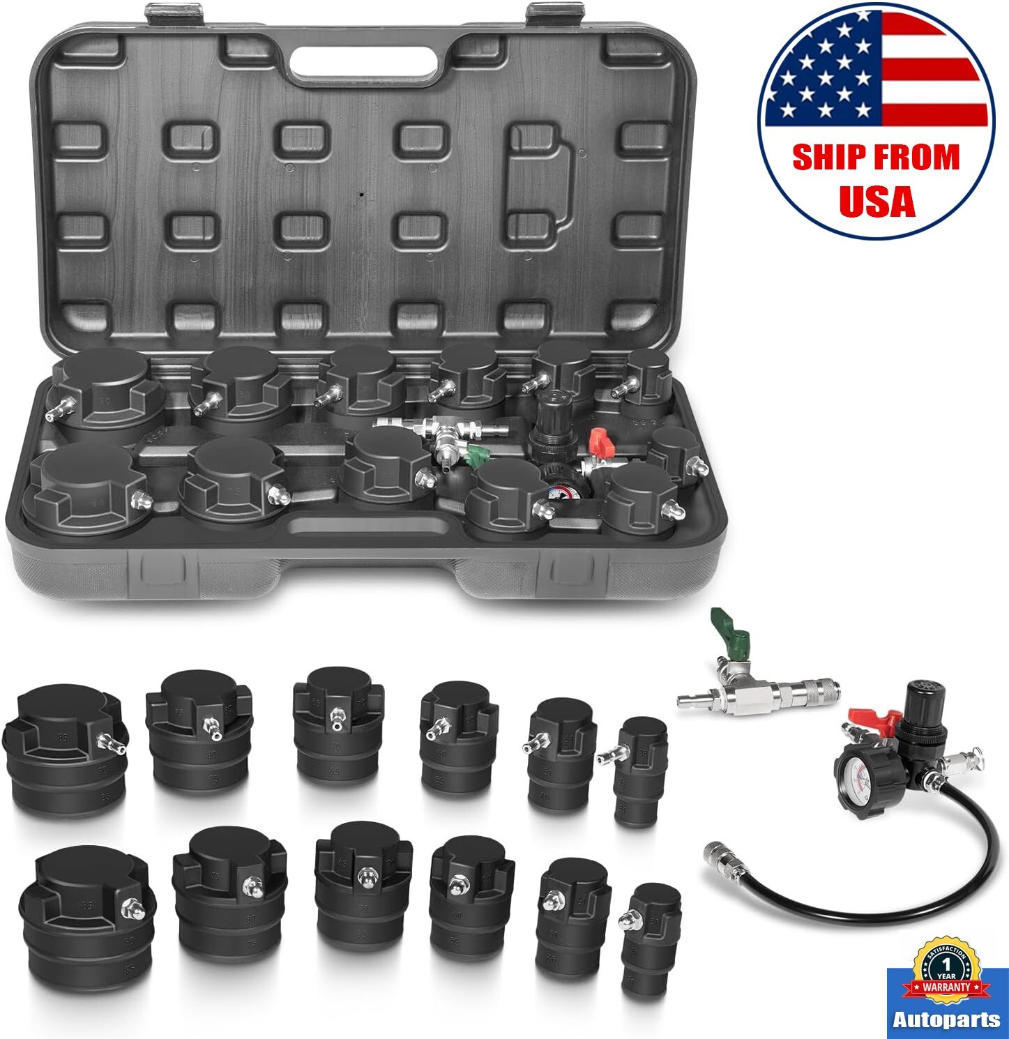 69910 Turbo Air System Test Kit w/Smoke Adapter 1-1/4'' to 3-1/2'' 14pcs