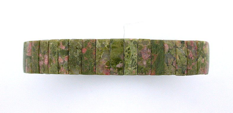 NATURAL UNAKITE CUSTOM MADE GEMSTONE STEEL BAND 7 INCH STRETCH BRACELET SB72