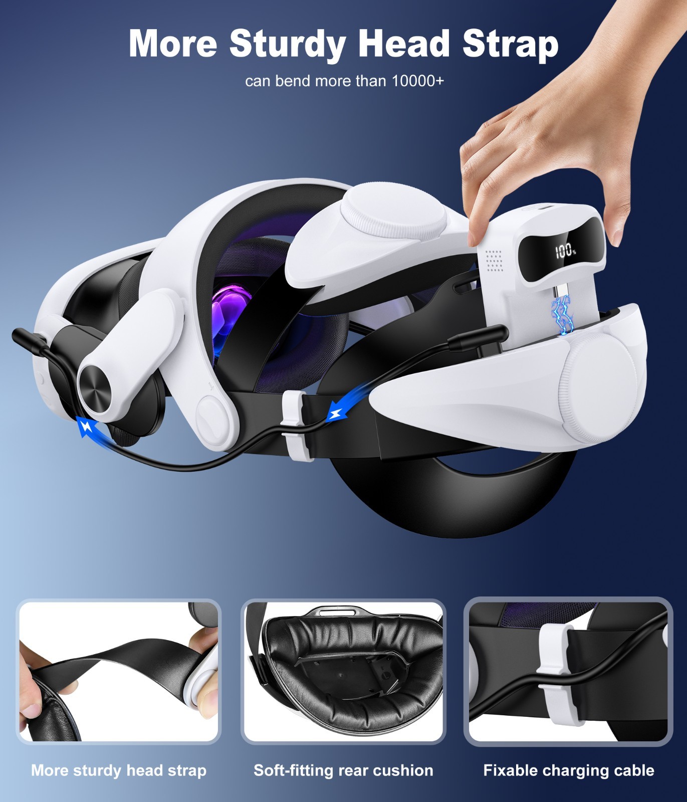 Head Strap for Meta Quest 2/Quest 3/3s with 7500mAh Battery VR Headset Elite