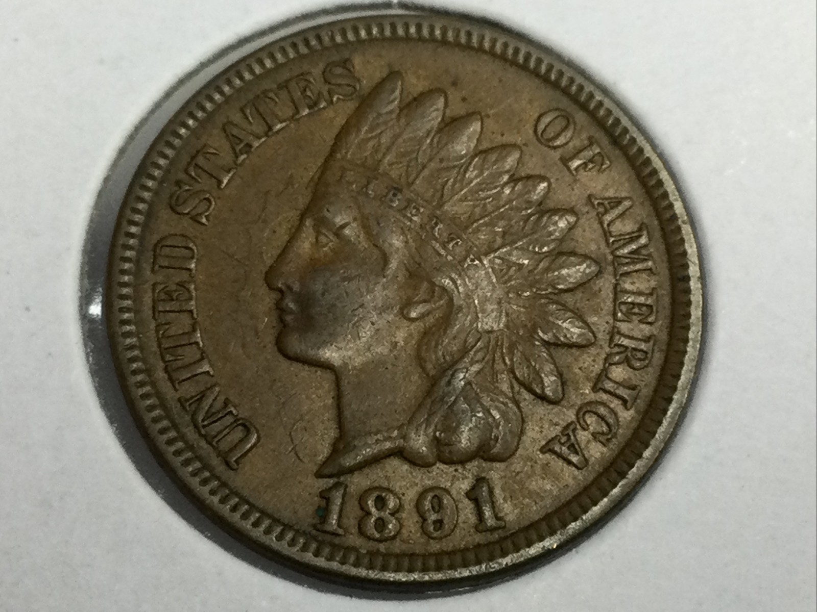 1891 Indian Cent in almost uncirculated