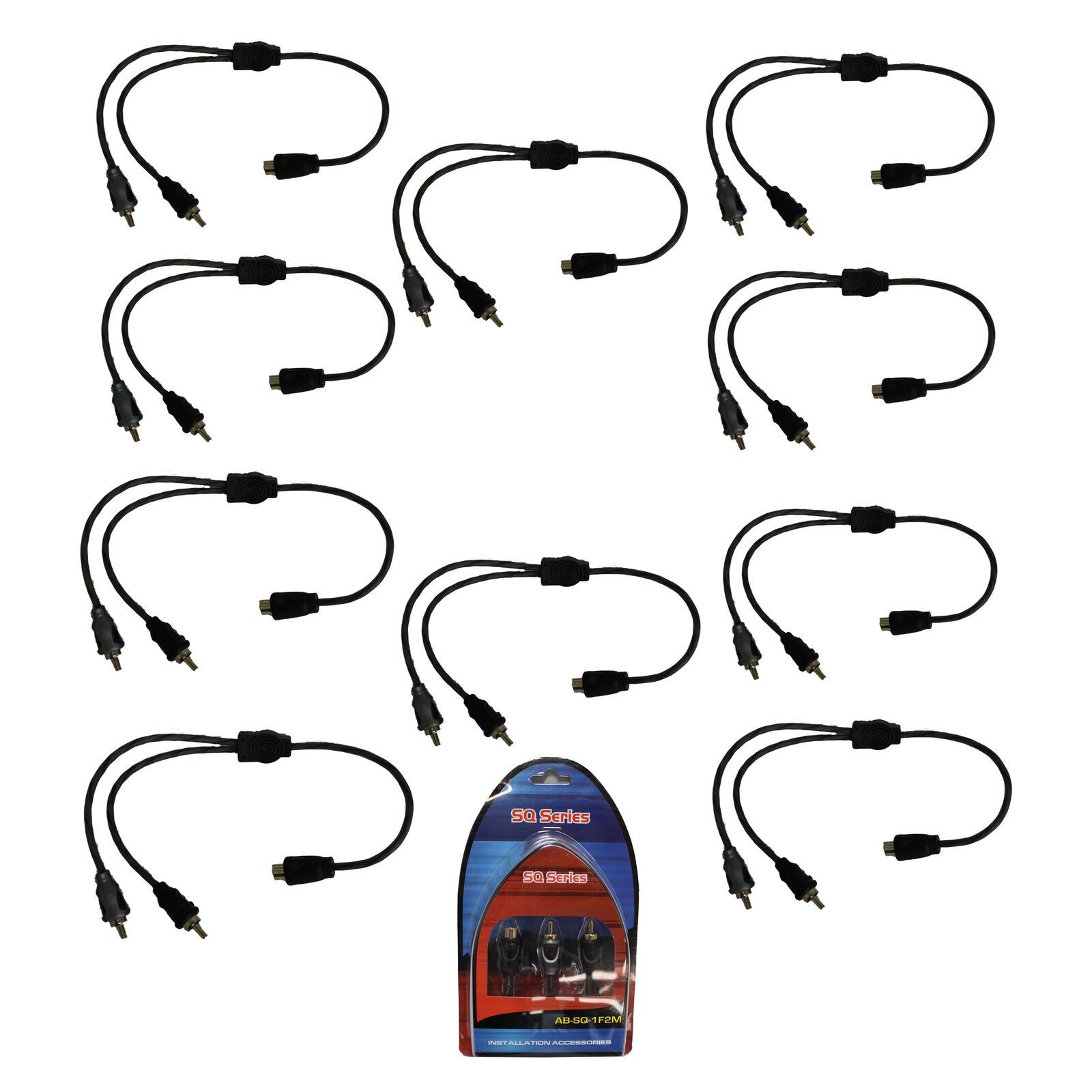 10x American Bass RCA Y Splitter 1 Female2 Male OFC HQ Car Audio Noise Reduction