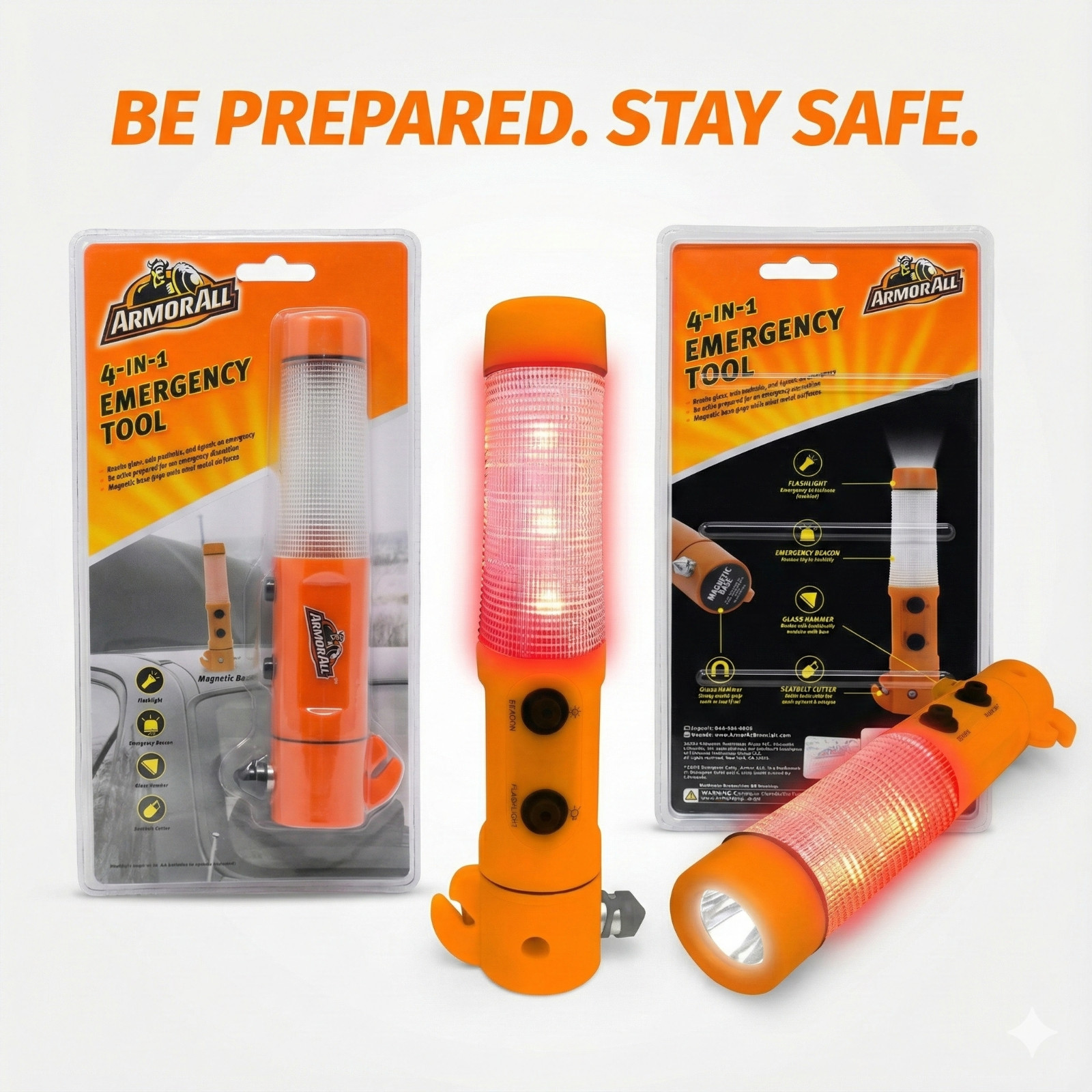 Emergency Tool Armor 4 in 1 ,glass breaker, beacon,Cutter and LEDflashlight, new
