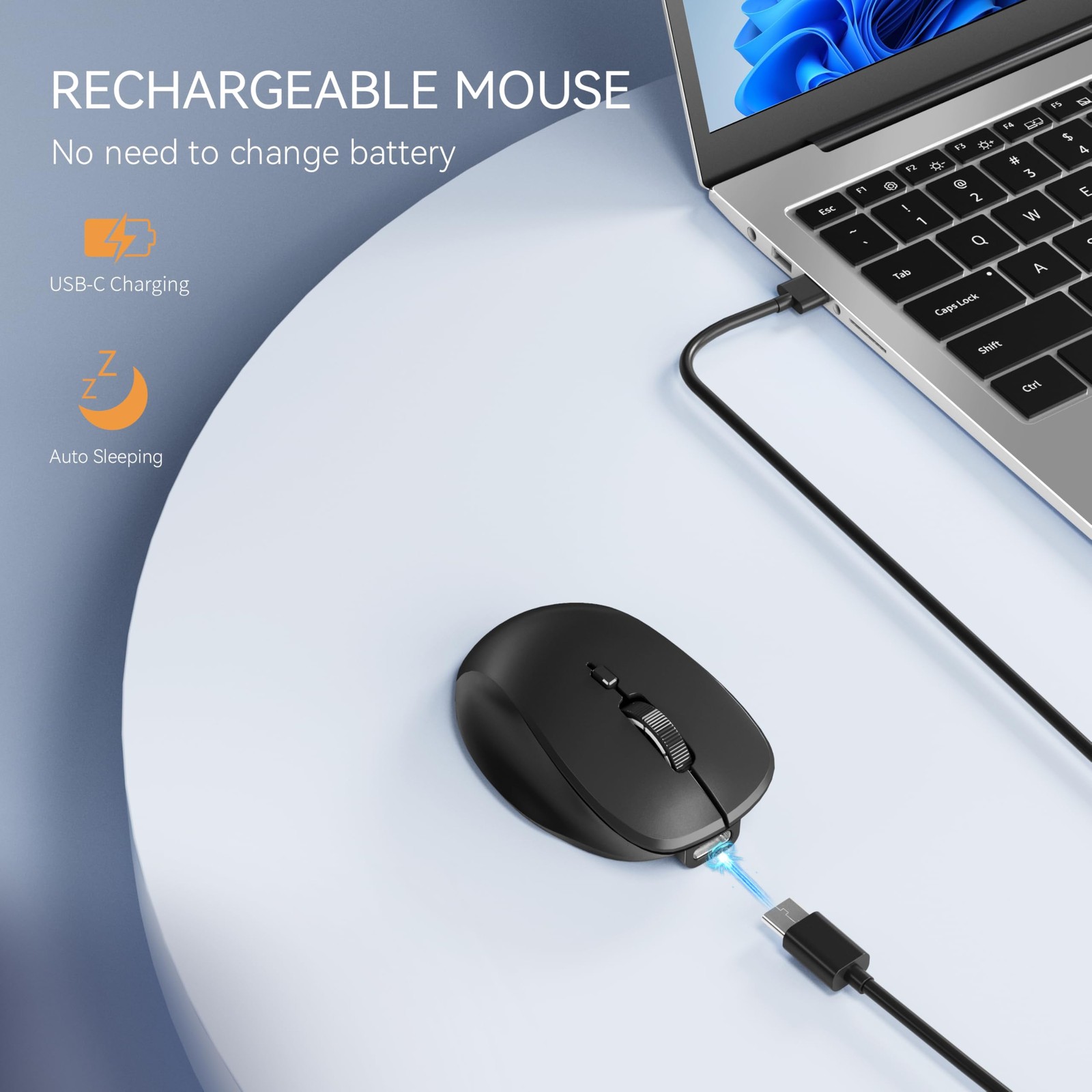 Mini Wireless Bluetooth Mouse for Travel Silent Rechargeable Computer Mouse f