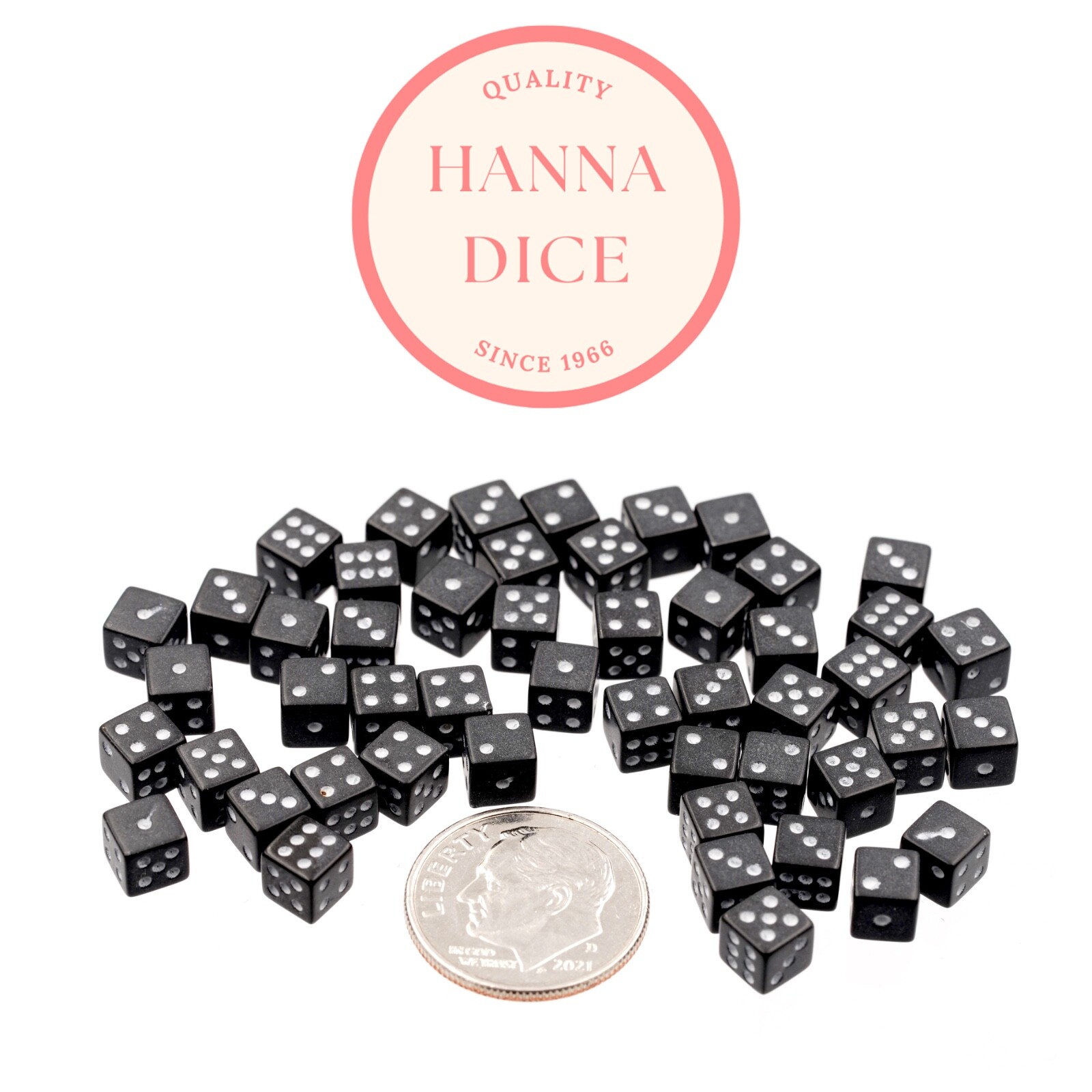50pcs 5mm Six Sided D6 .197 inch Die Small Tiny Miniature Black Dice w/Bag