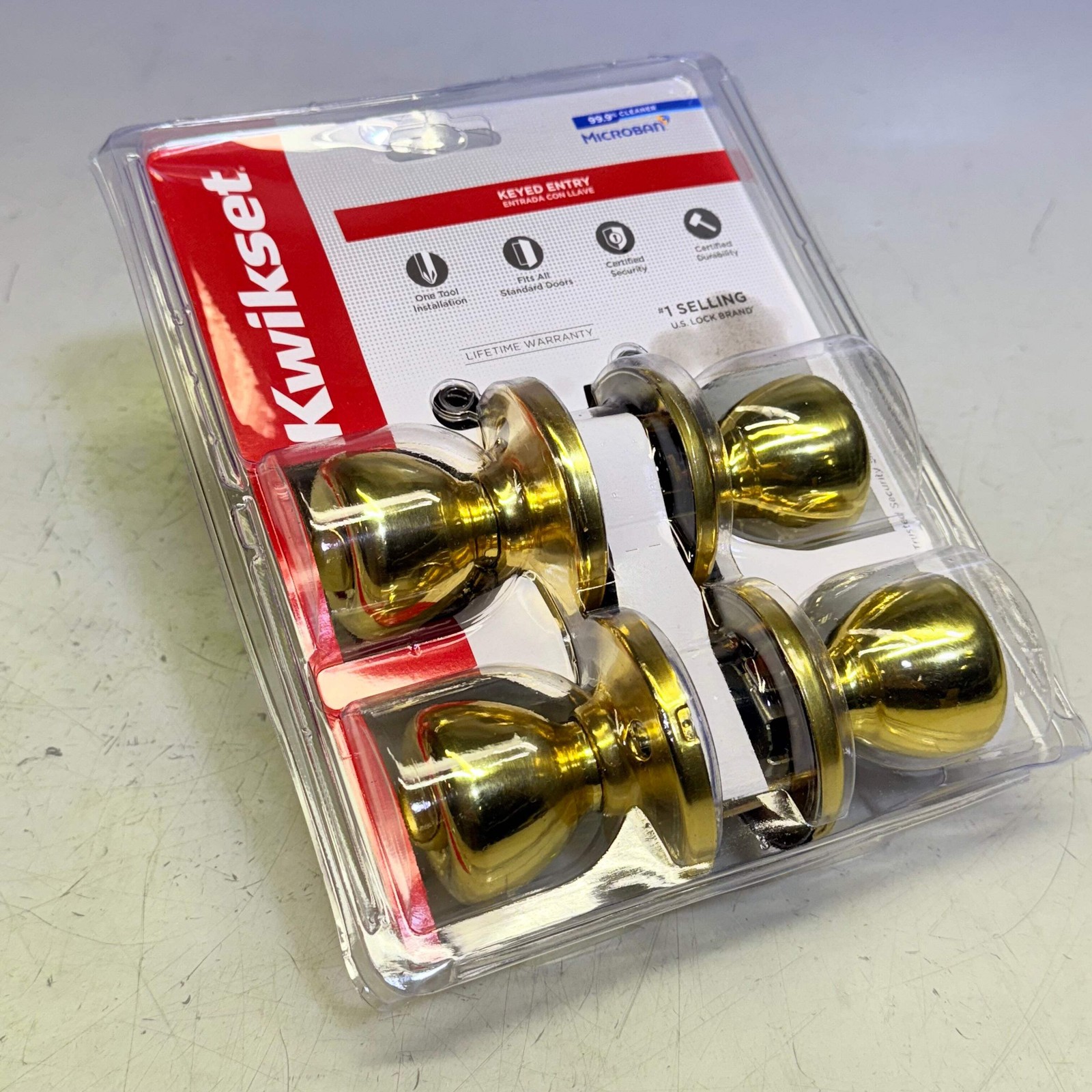 KWIKSET Tylo Entry Door Locksets Polished Brass Finish Set of 2 92430-022