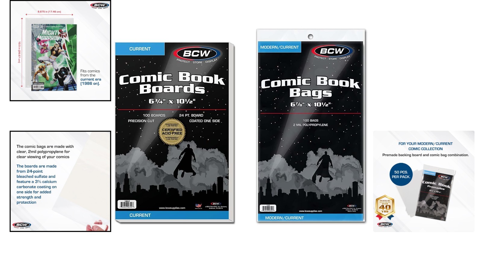 100 Crystal Clear Polypropylene Comic Bags & Boards - Preserve Your Collection