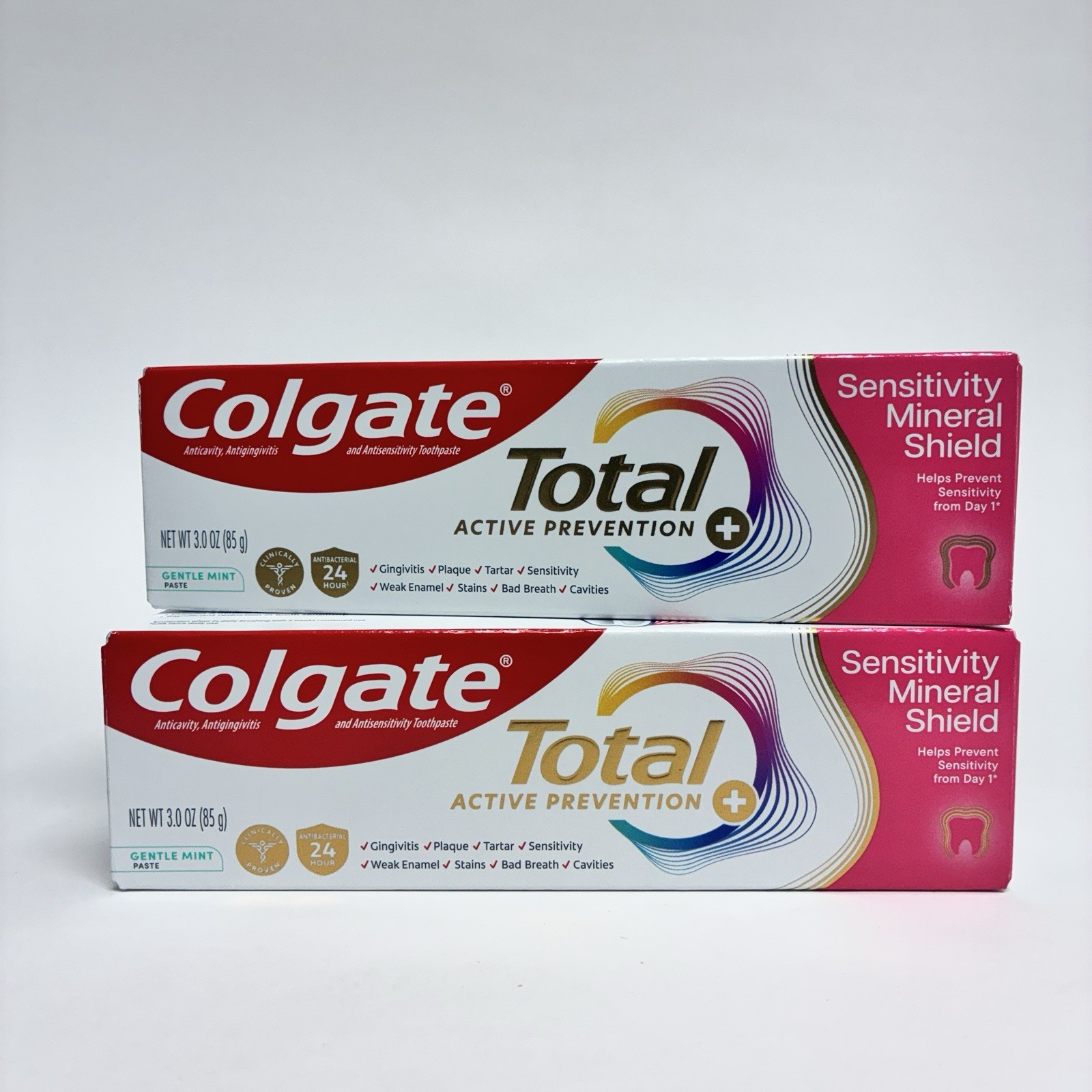 2X Colgate Total Active Prevention + SENSITIVITY MINERAL SHIELD Toothpaste, 3oz