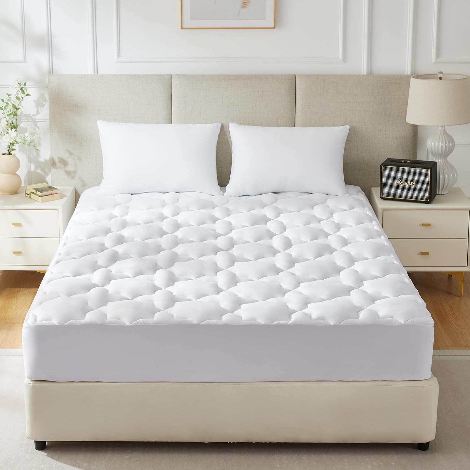 CozyLux California King Mattress Pad - (72x84 inches), White