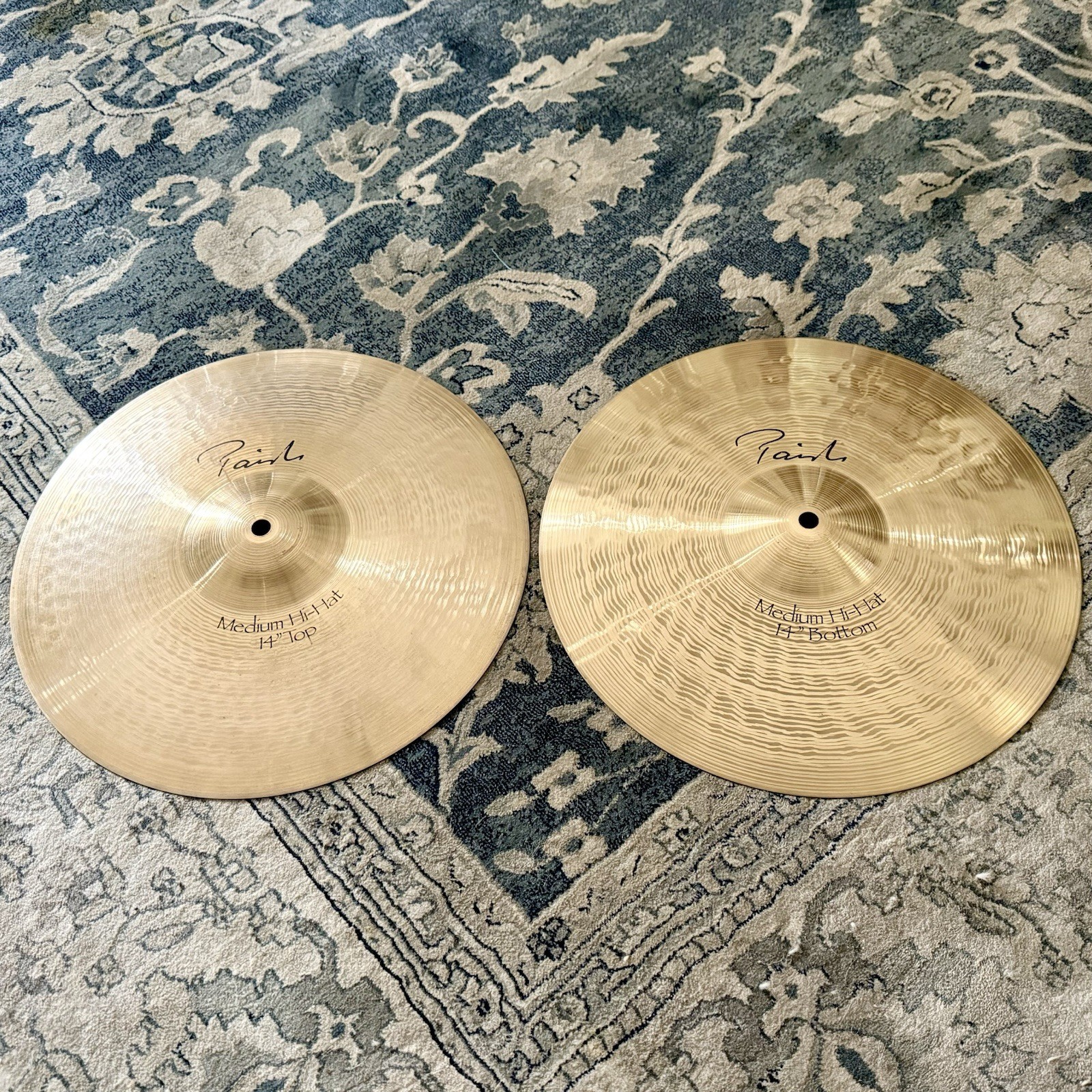 1989 PAISTE Signature Series Medium 14" Hi-Hats Top & Bottom Cymbals 1078/1116g