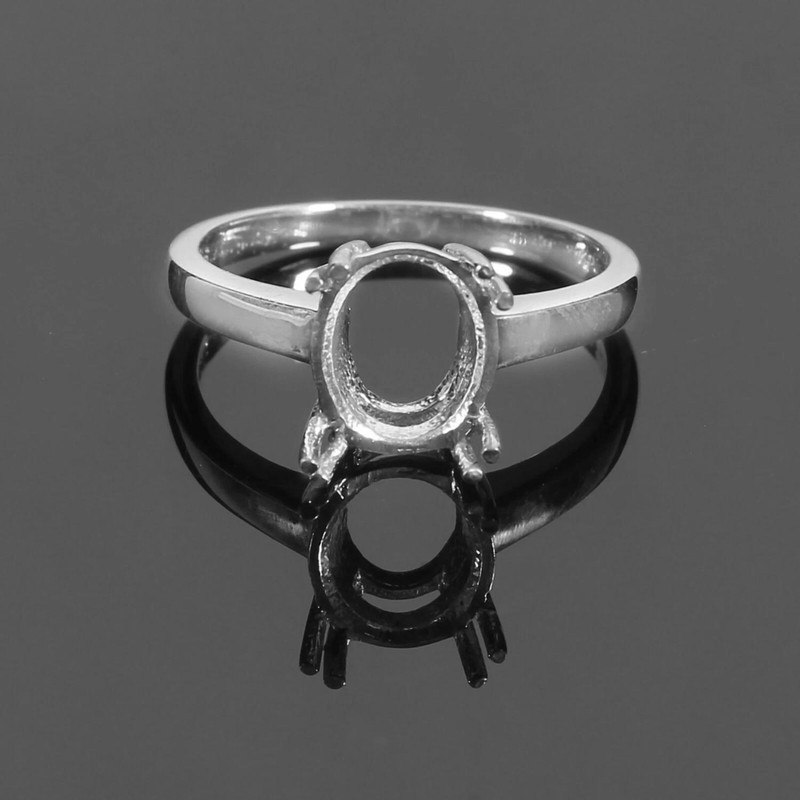11x9mm Oval Semi Mount Ring 925 Sterling Silver Solitaire Setting Ring