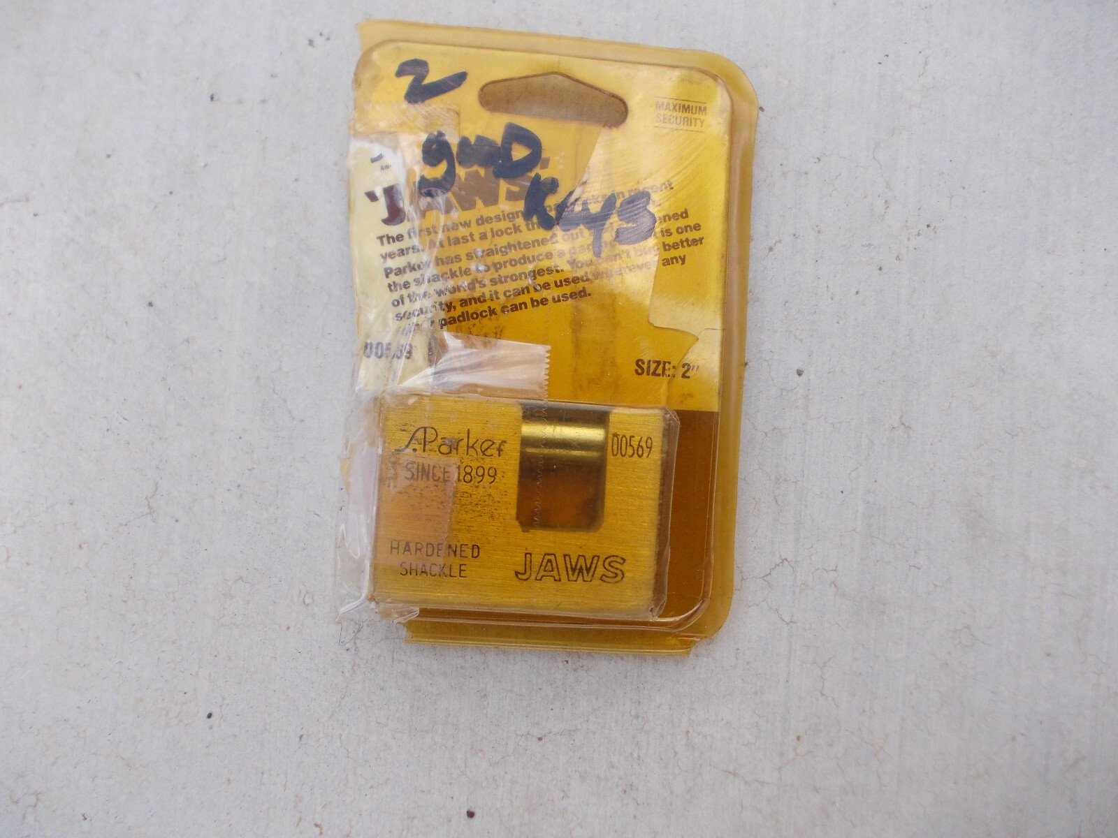 Parker Jaws 2" padlock NOS Vintage security
