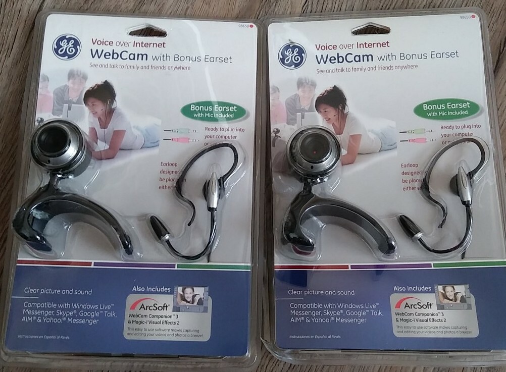 2X GE Webcam with bonus earset voice over Internet with mic included # 98650